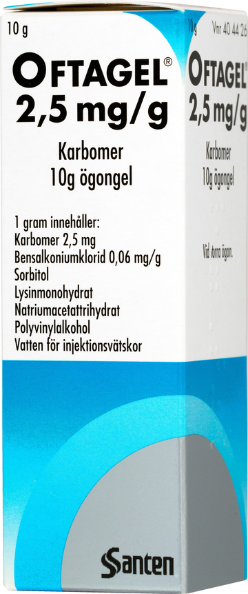 Oftagel, ögongel 2,5 mg/g