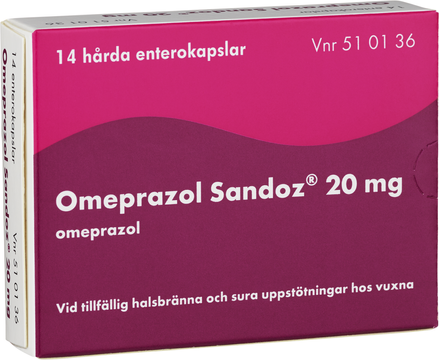 Omeprazol Sandoz, enterokapsel, hård 20 mg