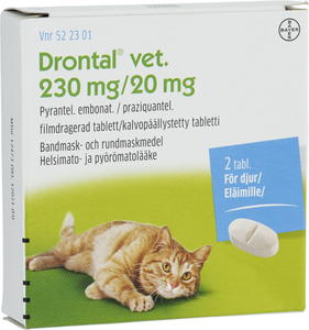 Drontal vet., filmdragerad tablett 230 mg/20 mg