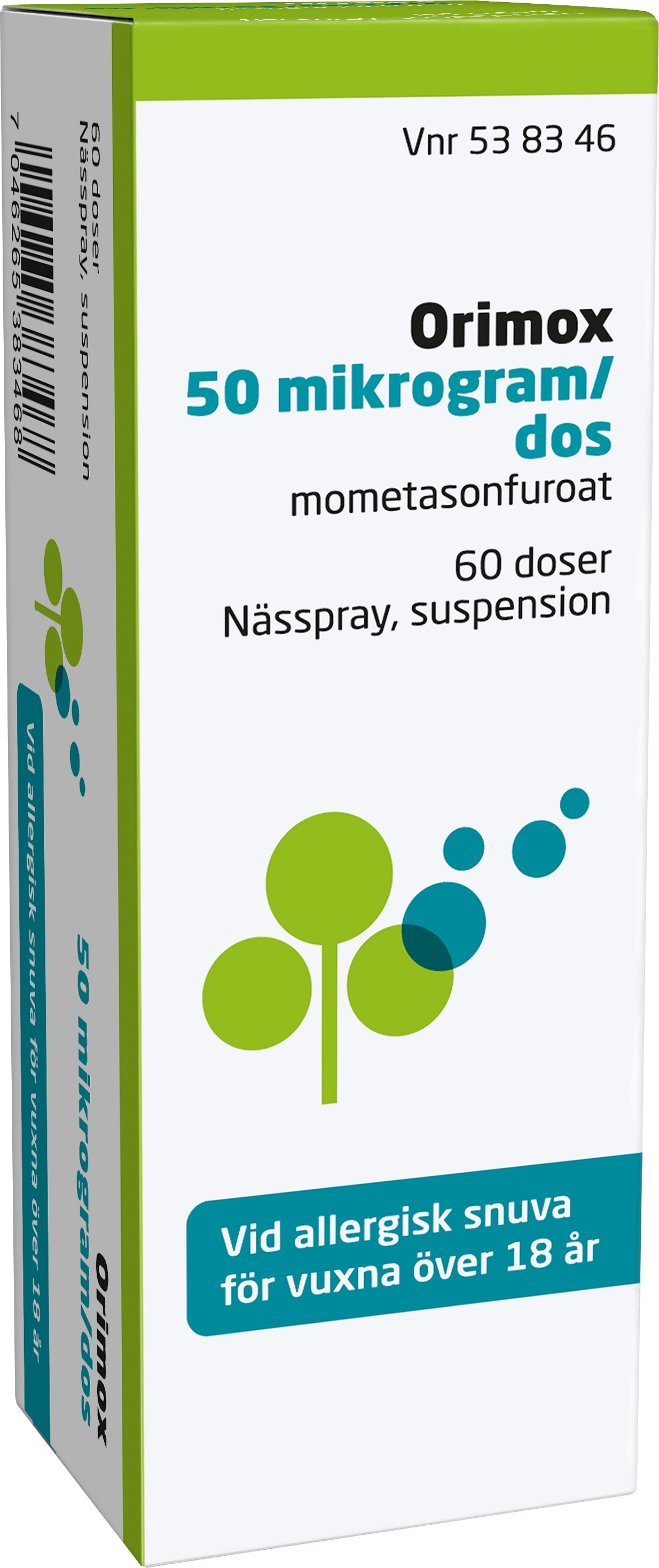 Orimox, nässpray, suspension 50 mikrogram/dos