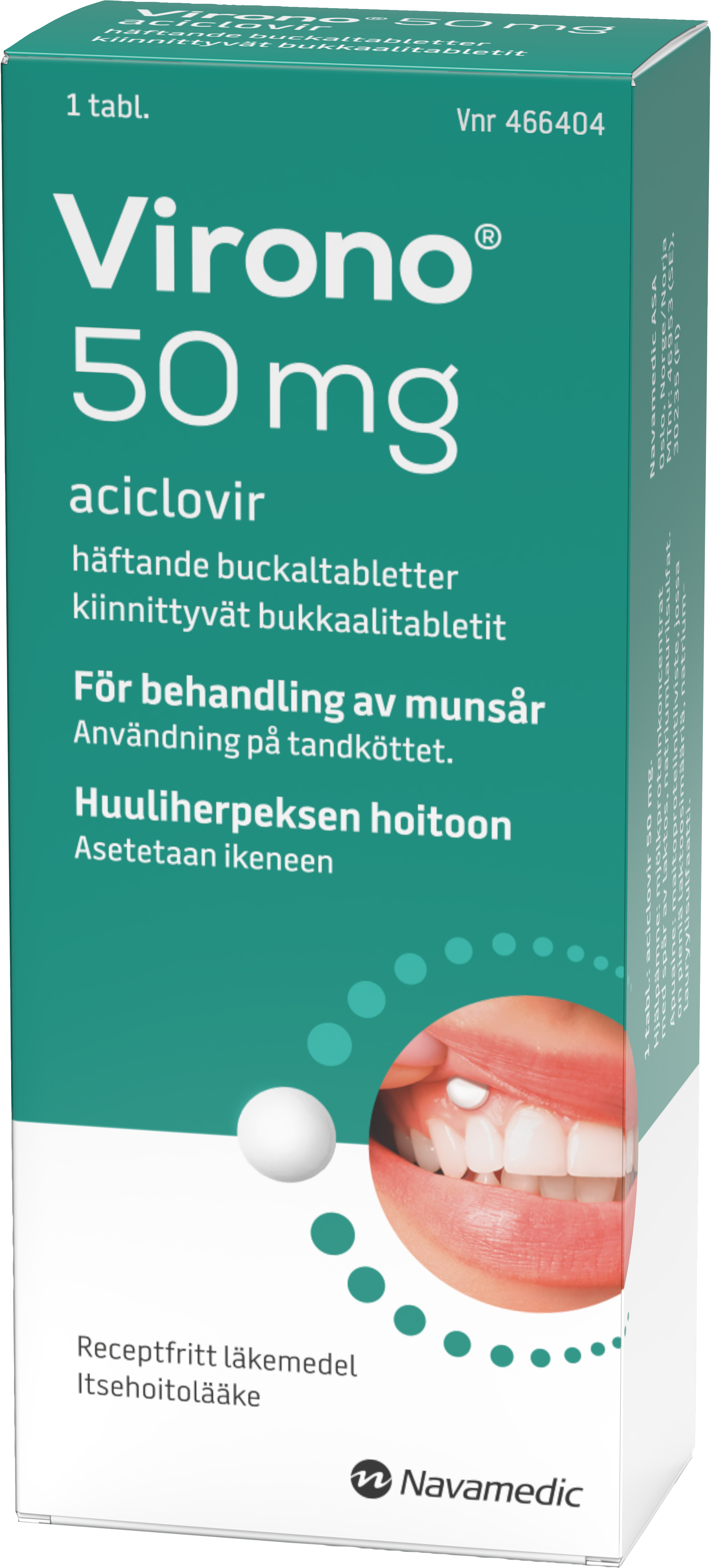 Virono, buckaltablett, häftande 50 mg