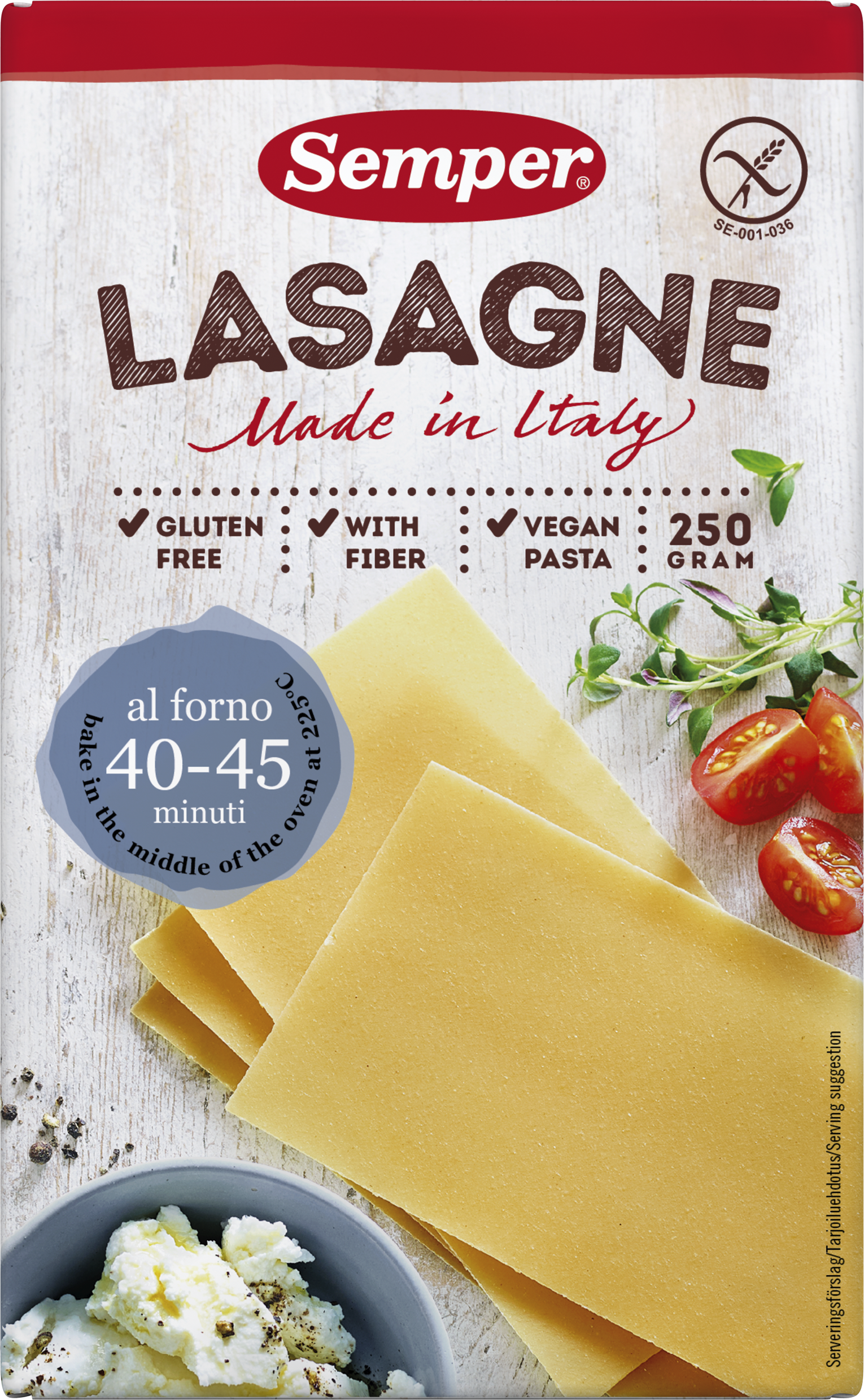 Semper Pasta, lasagne 250 gram