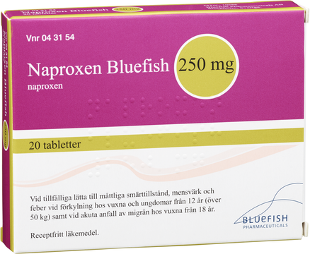 Naproxen Bluefish, tablett 250 mg