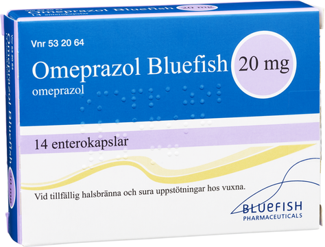 Omeprazol Bluefish, enterokapsel, hård 20 mg