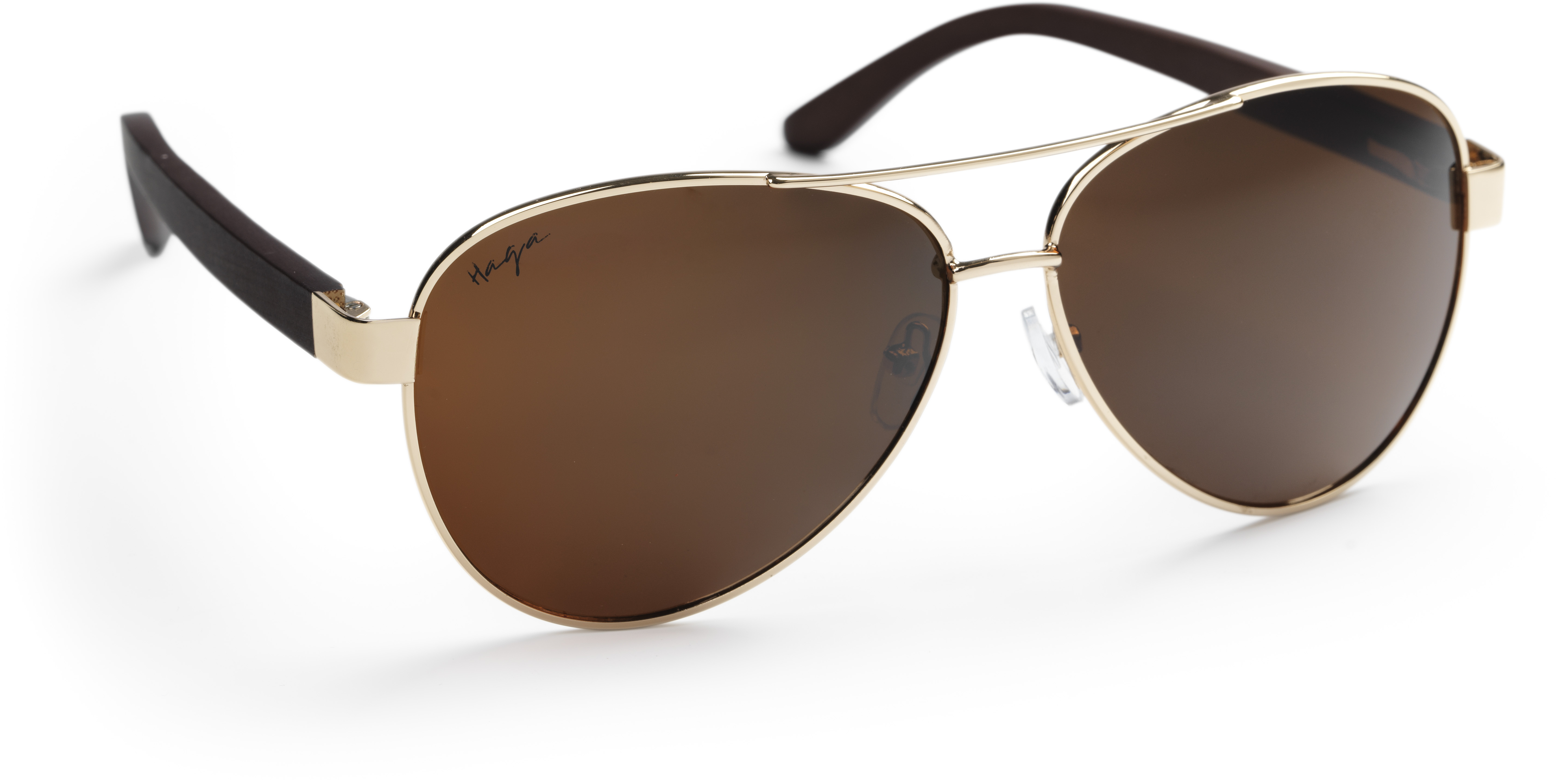 Haga Solglasögon Santana Bambu Polarized Gold metal brown lens 1 st