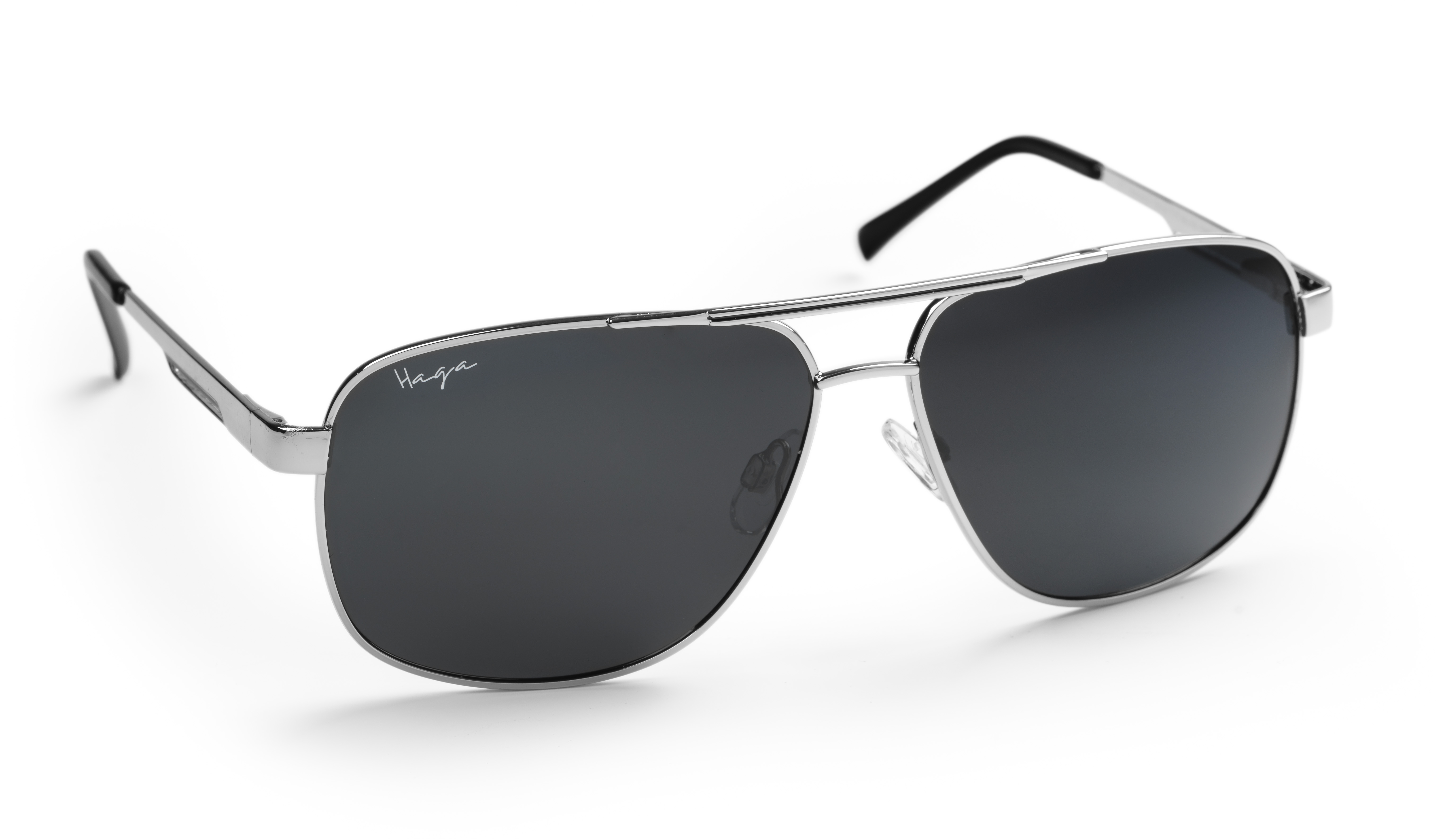 Haga Solglasögon Denver Polarized Silver Metal smoked black lens 1 st