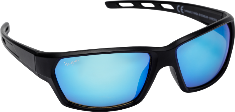 Haga Solglasögon Sapporo Matt Black - Blue Mirror lens