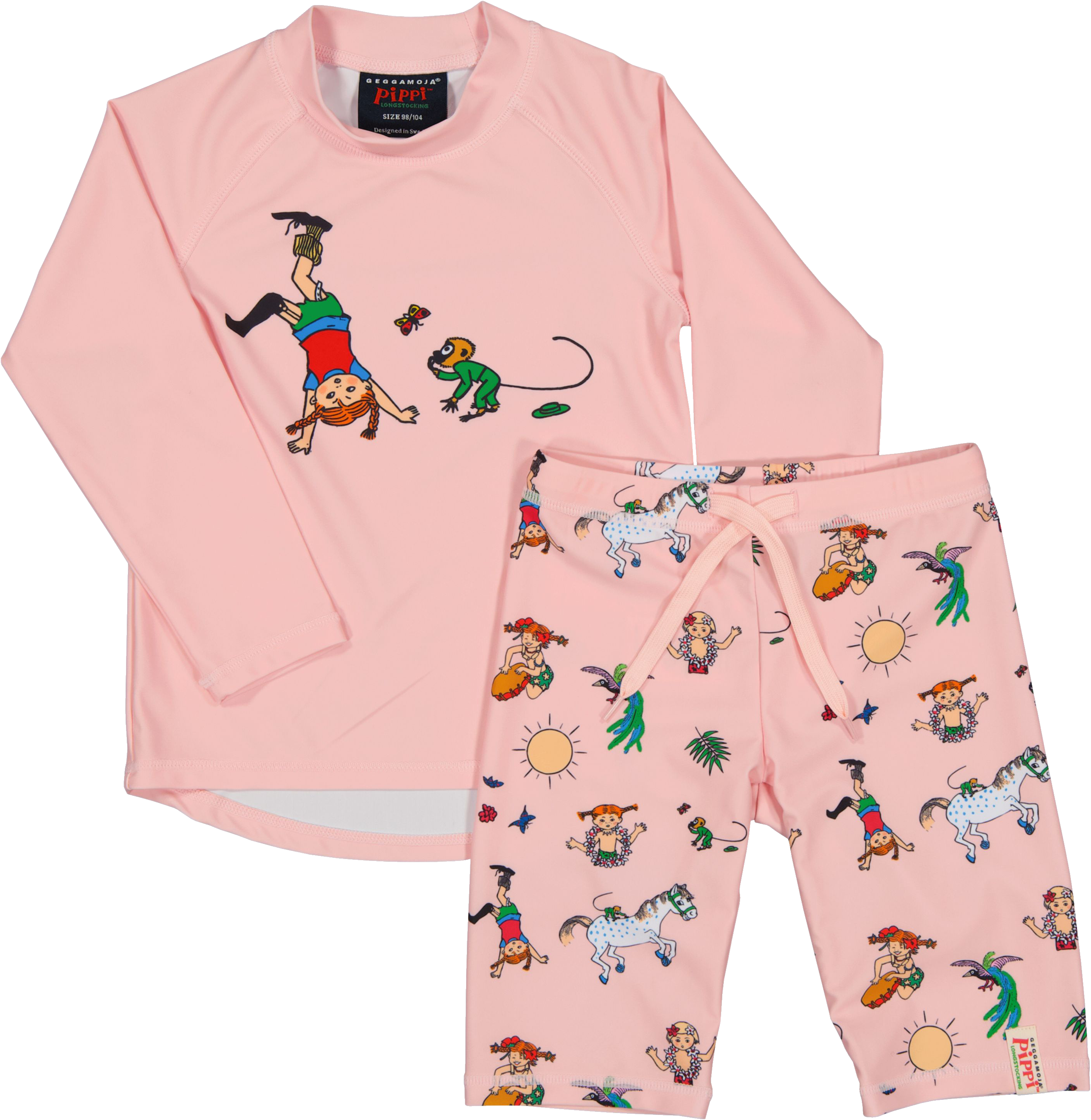 Geggamoja Pippi L&aring;ngstrump UV-Set Rosa 110/116
