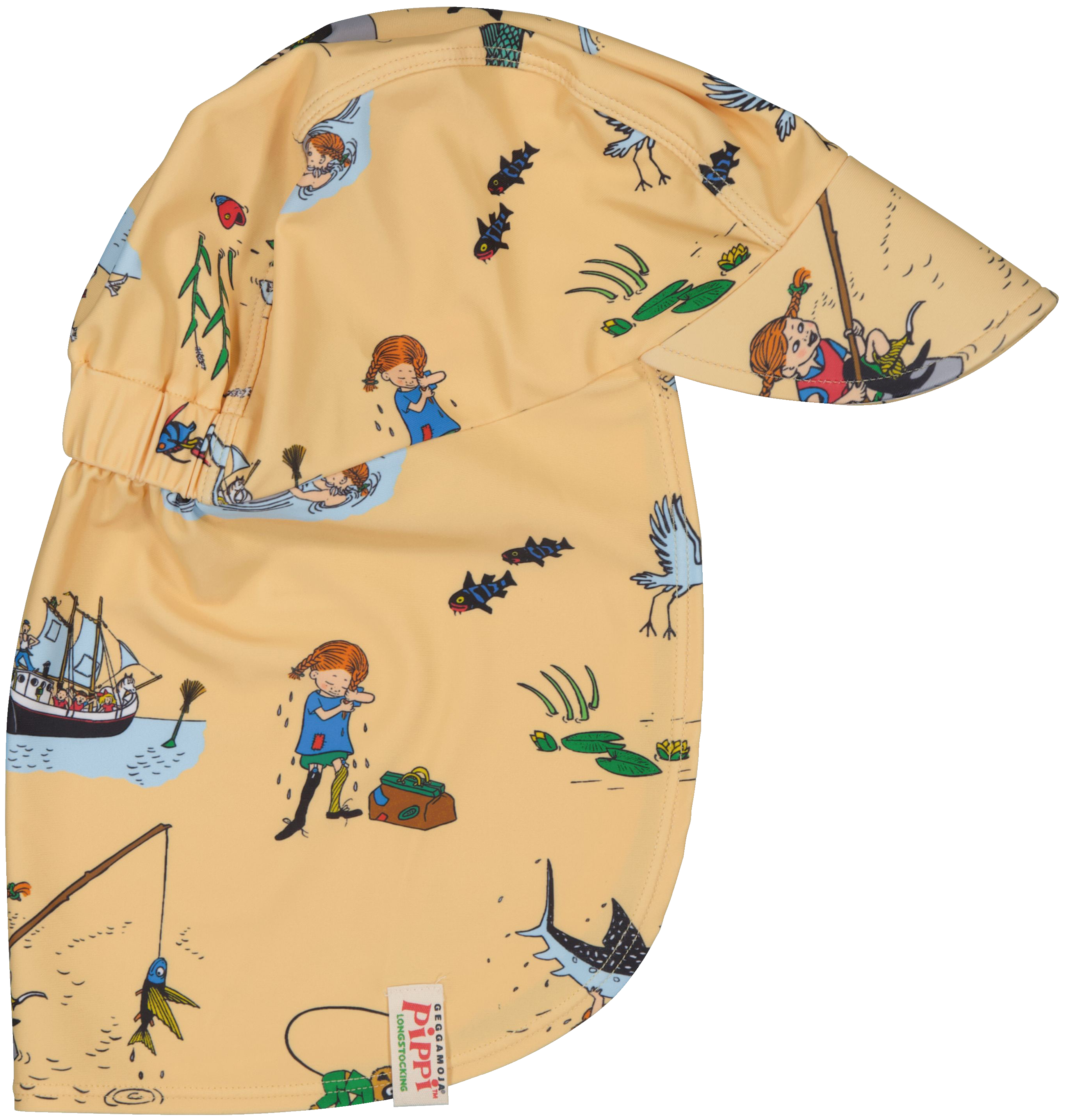 Geggamoja Pippi L&aring;ngstrump UV-Solkeps Gul 4-10M