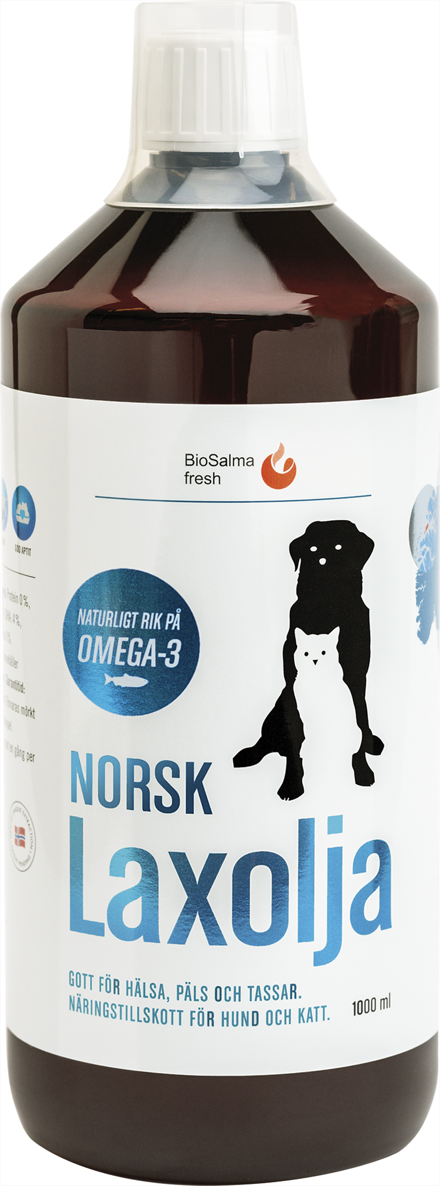 Biosalma Norsk Laxolja för hund och katt 1000 ml