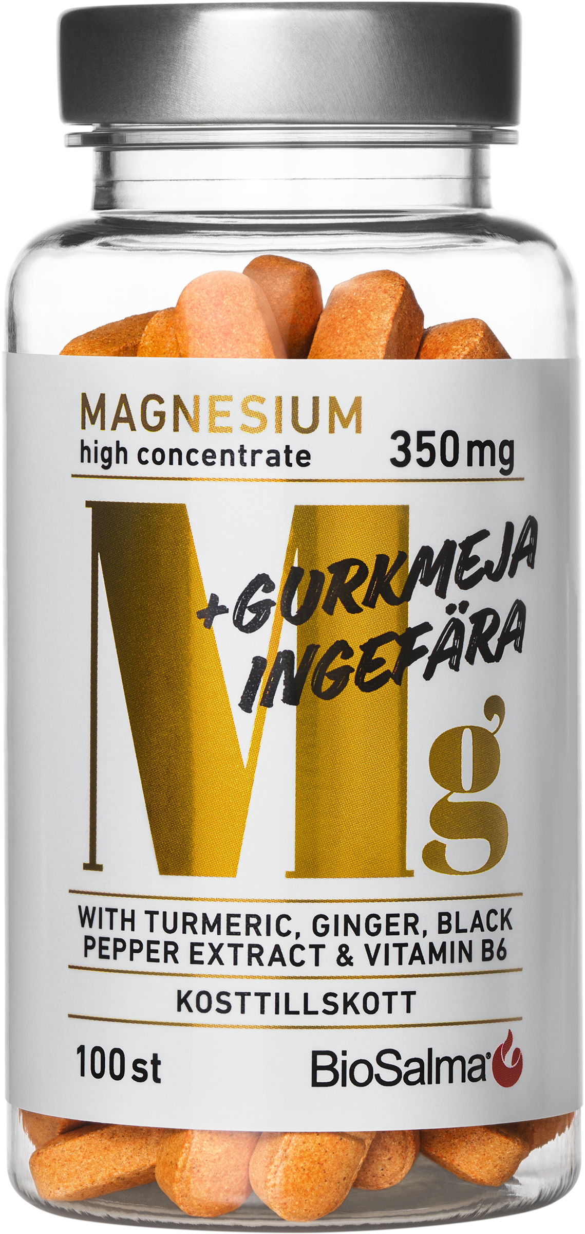 Biosalma Magnesium 350mg + Gurkmeja Ingefära 100 st