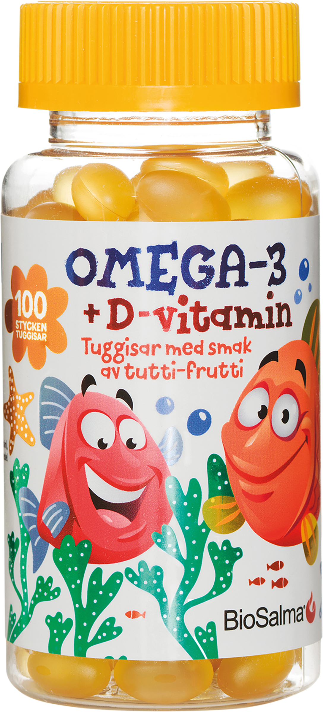 Biosalma Omega3 + D-vitamin frukt-tuggis 100 st