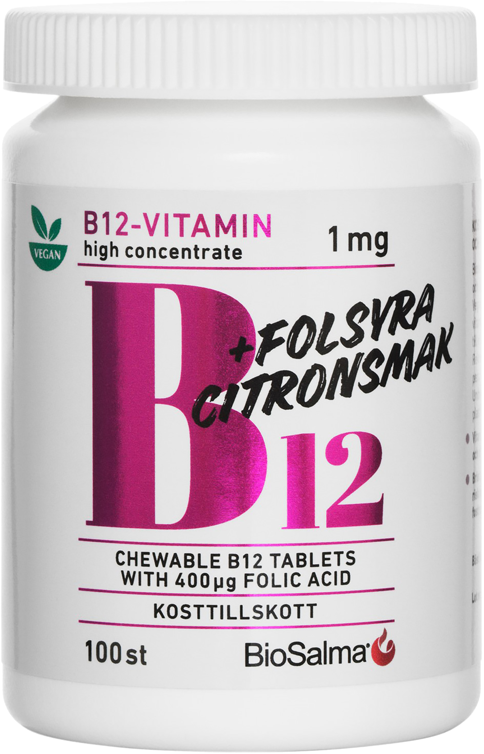 Biosalma B12-vitamin 1mg + folsyra 100 st