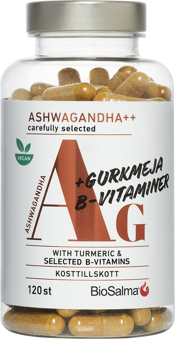 Biosalma Ashwagandha + Gurkmeja, B-vitaminer 