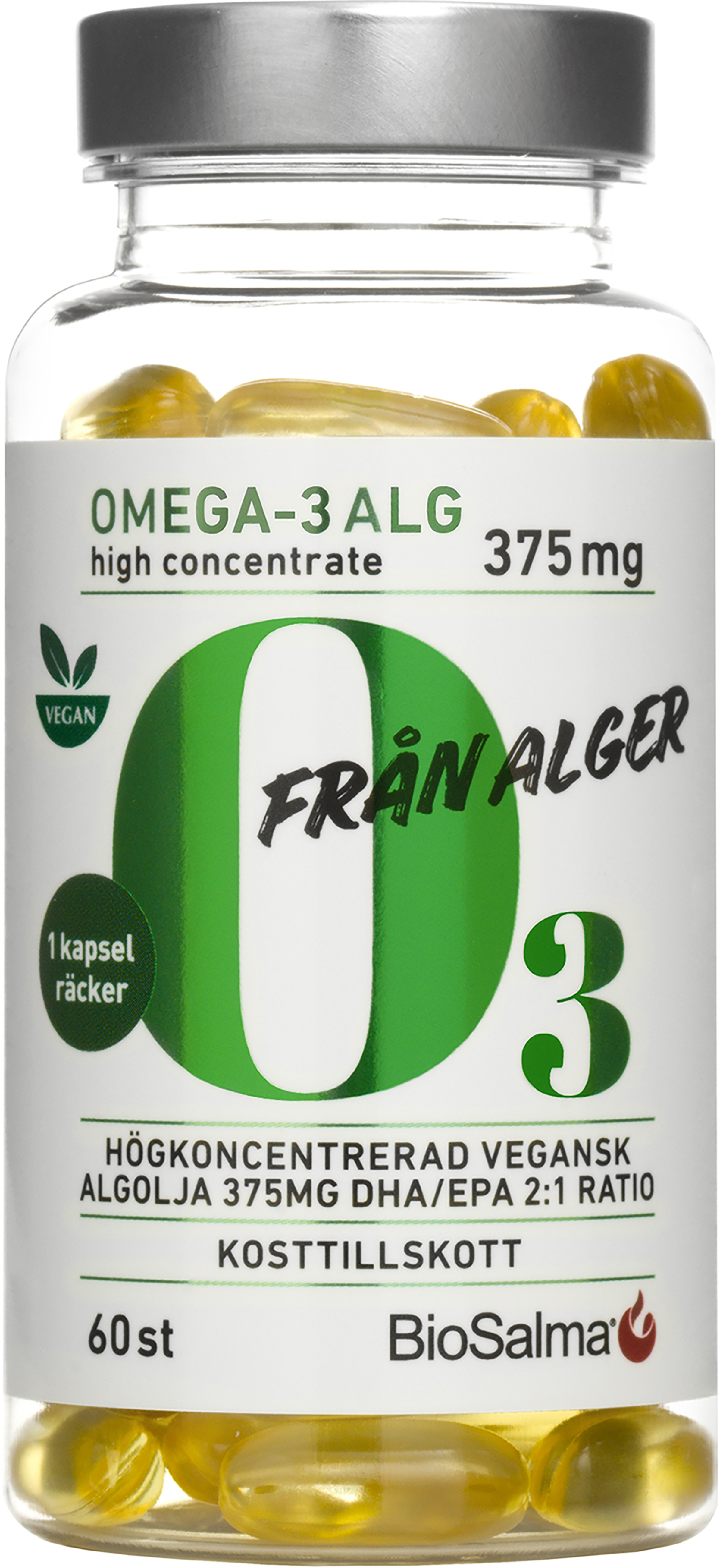 Biosalma Omega-3 av Alg 375mg DHA/EPA 60 st