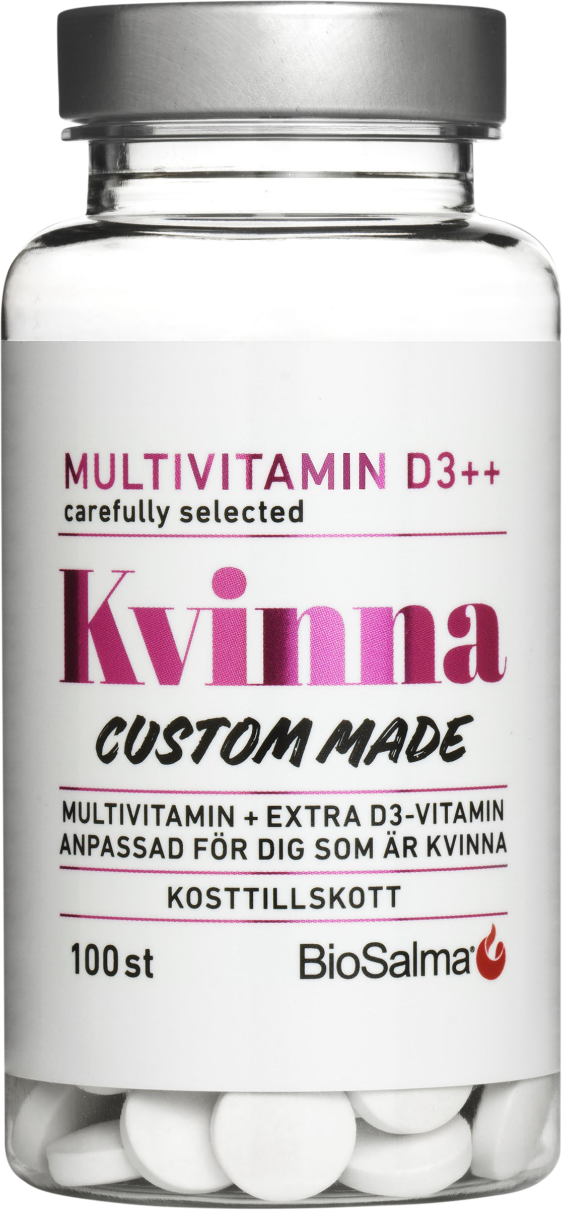 Biosalma Multivitamin kvinna D-vitamin++ 100 st