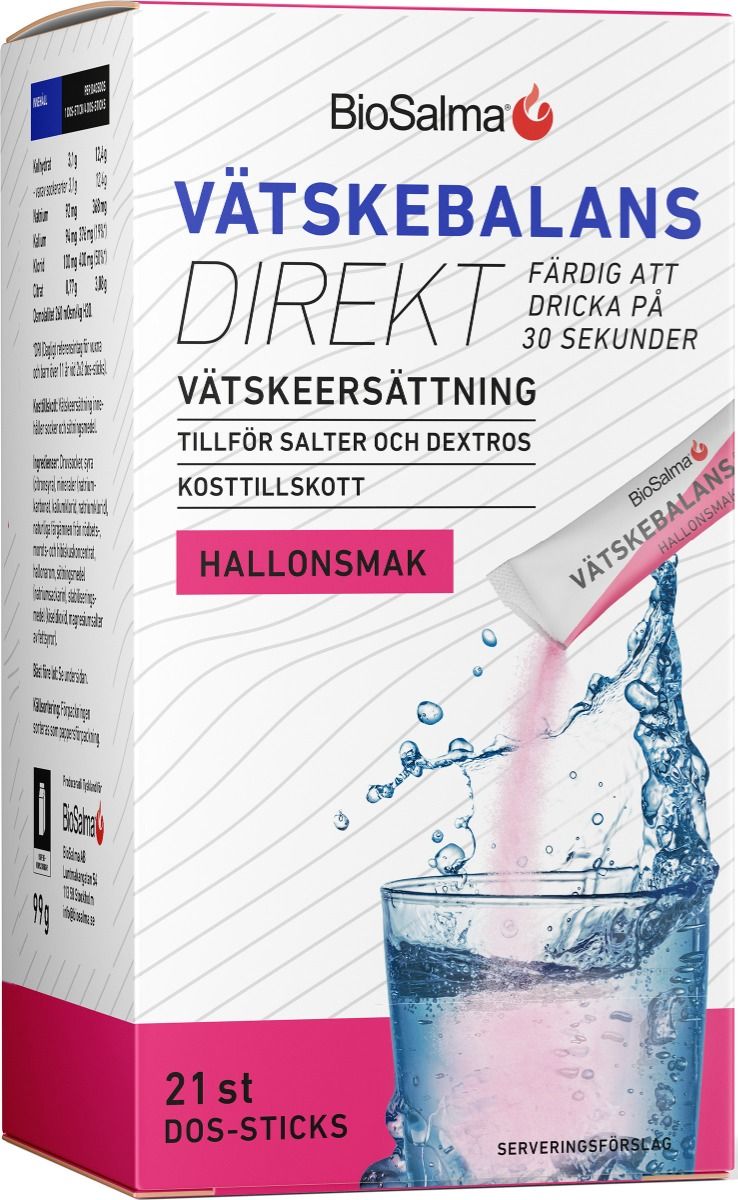Biosalma Vätskebalans Direkt hallon dos-sticks 21st