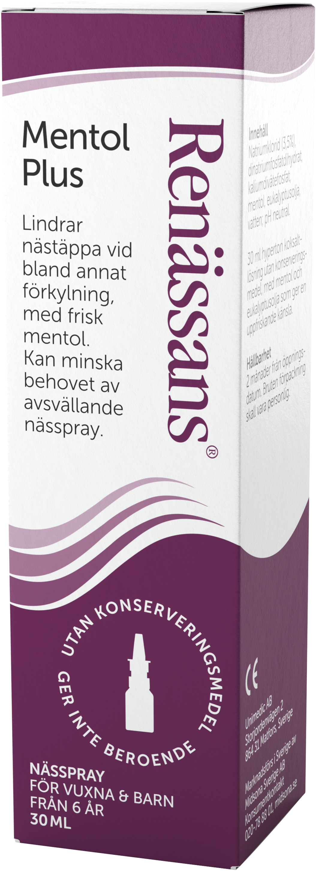 Midsona Sverige AB Renässans Mentol Plus nässpray 30 ml