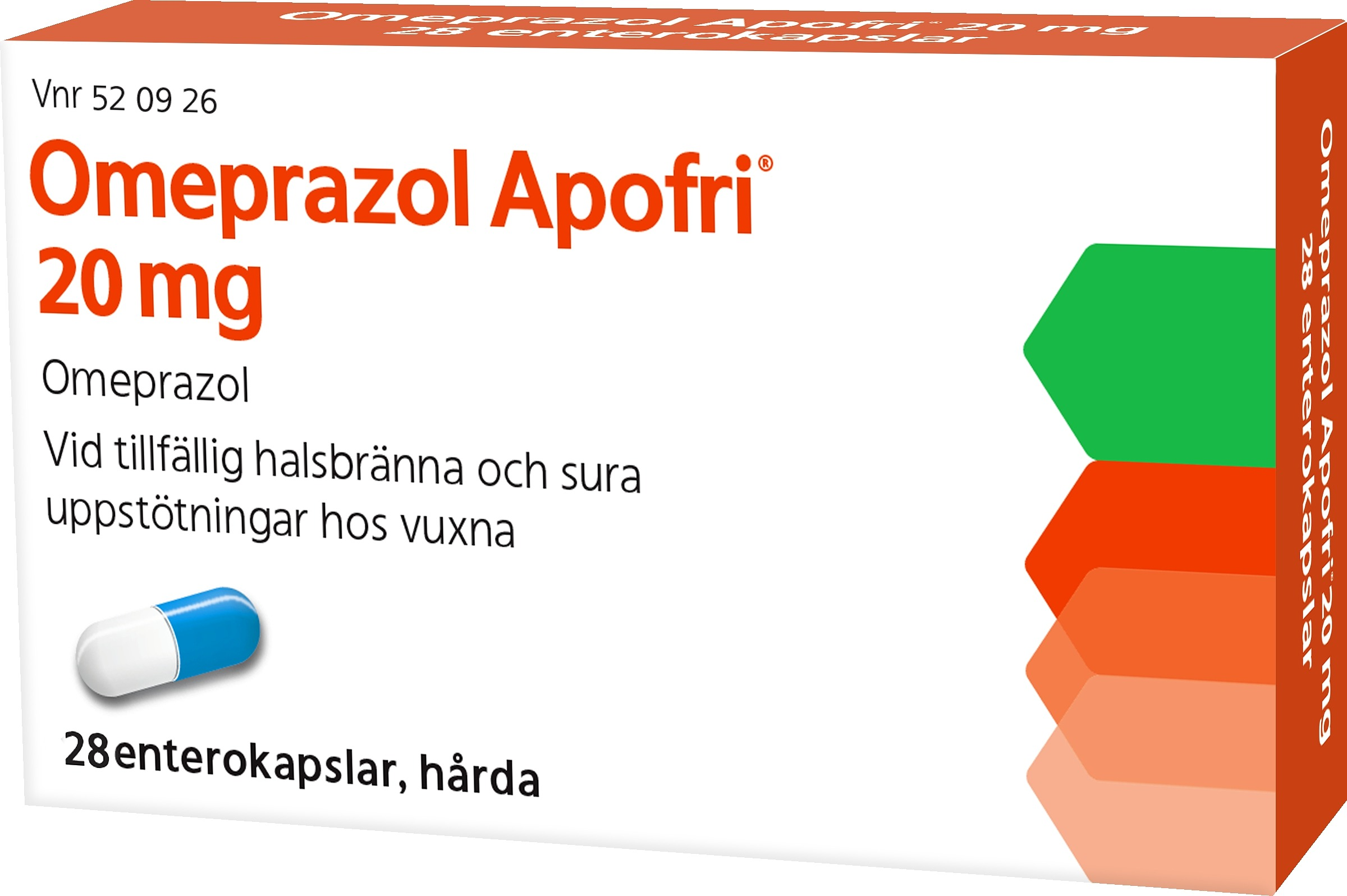 Omeprazol Apofri, enterokapsel, hård 20 mg