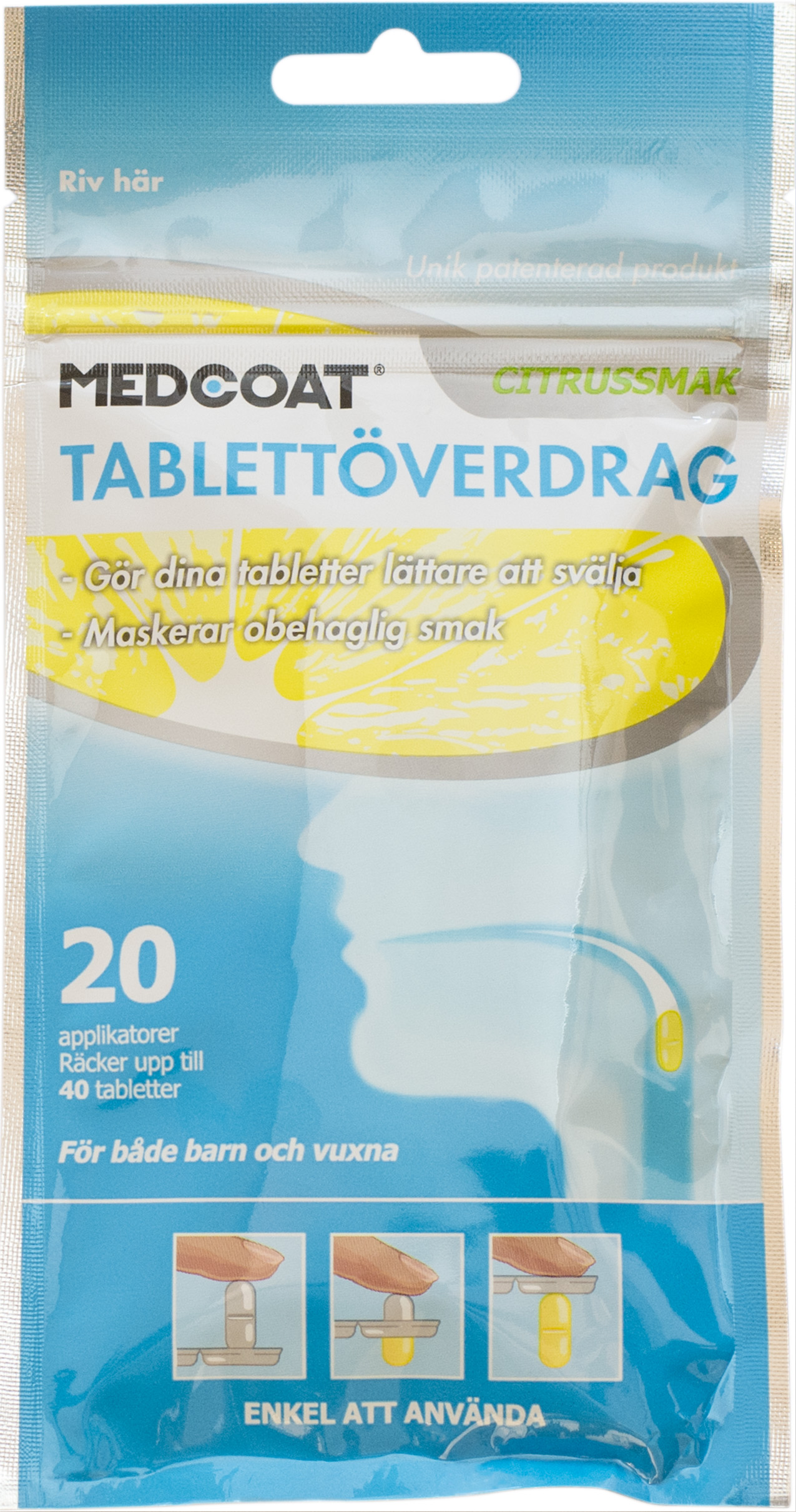 Medcoat tablettöverdrag 20 applikatorer smak citrus 20 styck