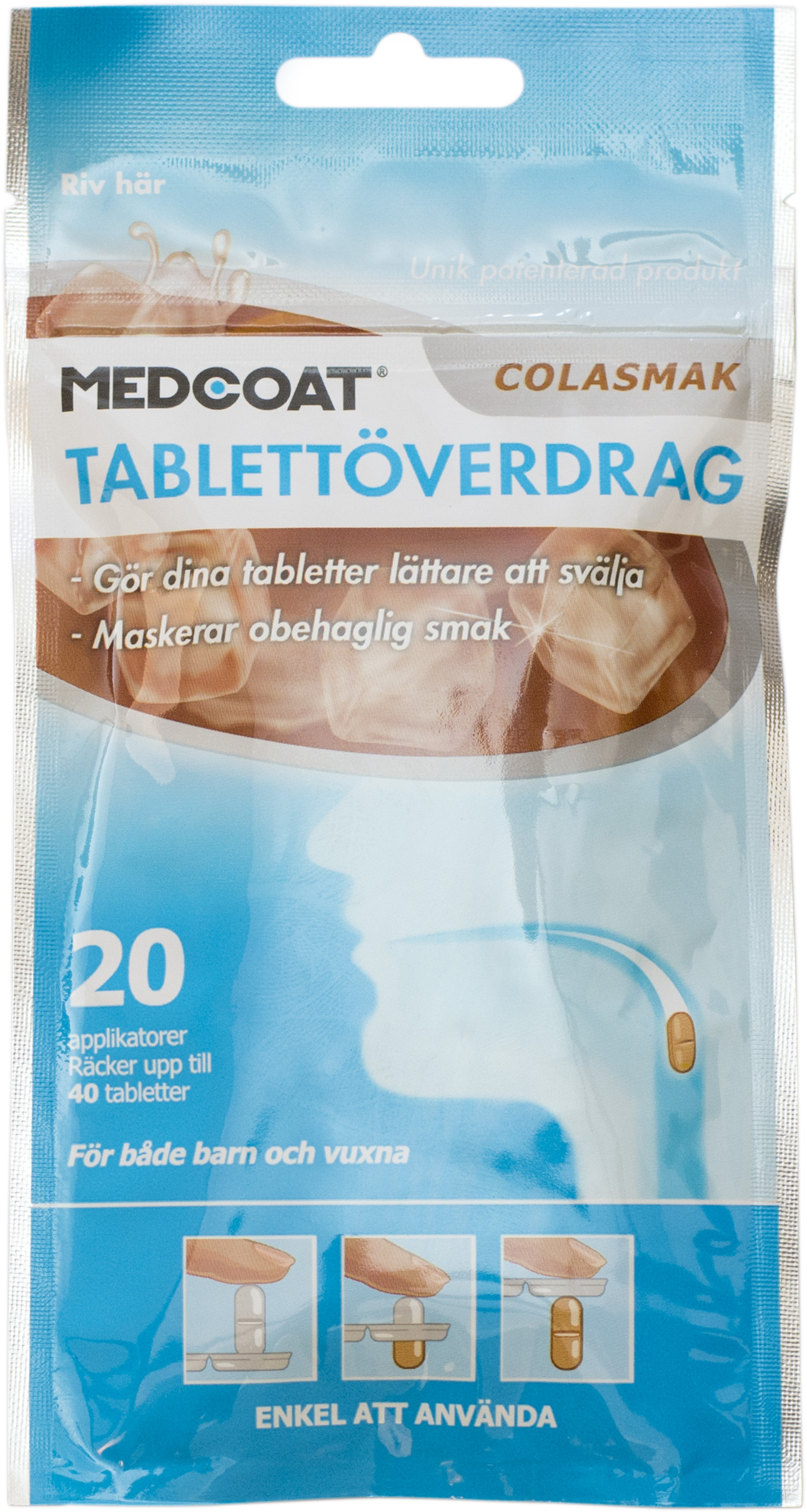 Medcoat tablettöverdrag 20 applikatorer smak cola 20 styck