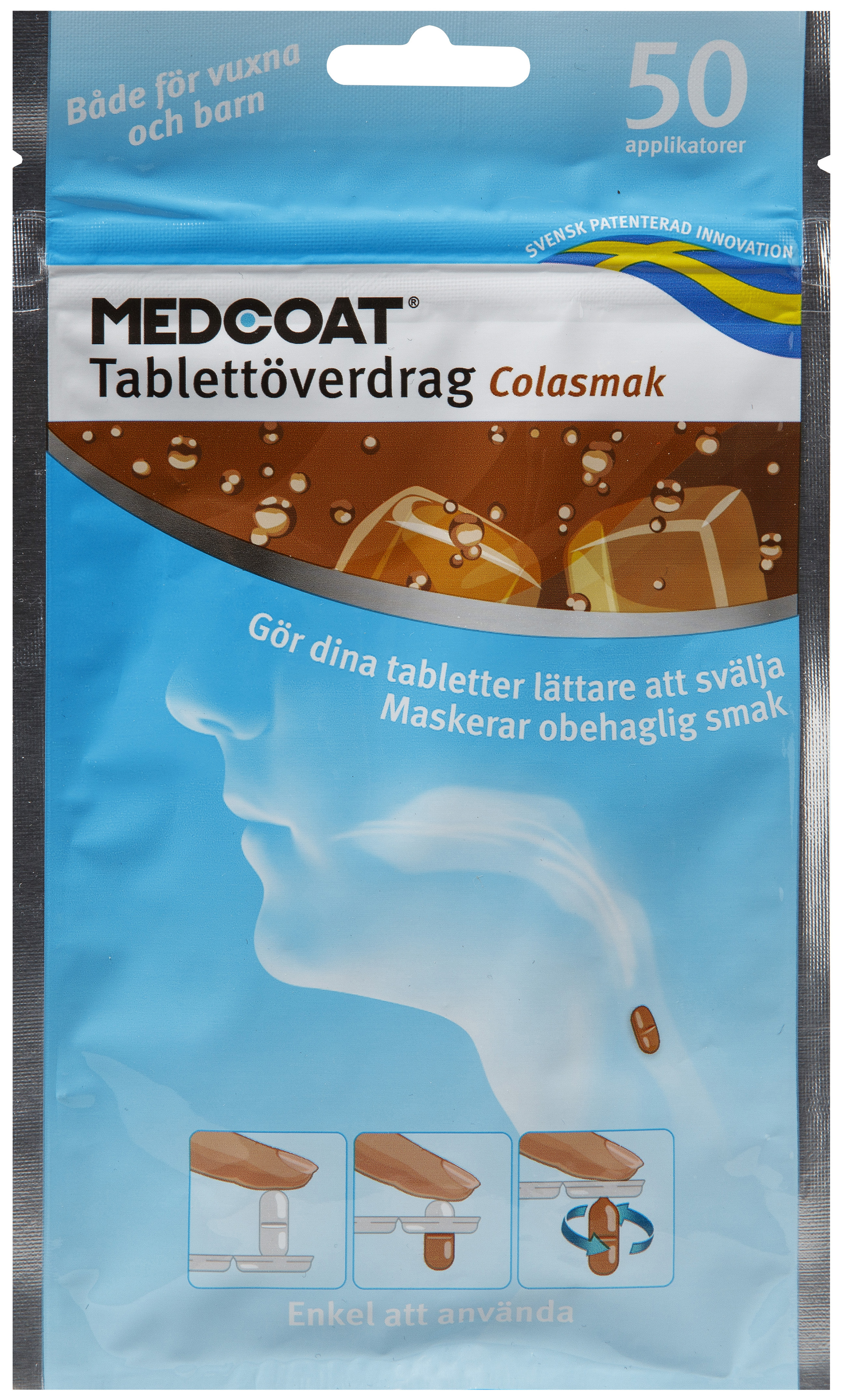 Medcoat tablettöverdrag 50 applikatorer smak cola 50 styck