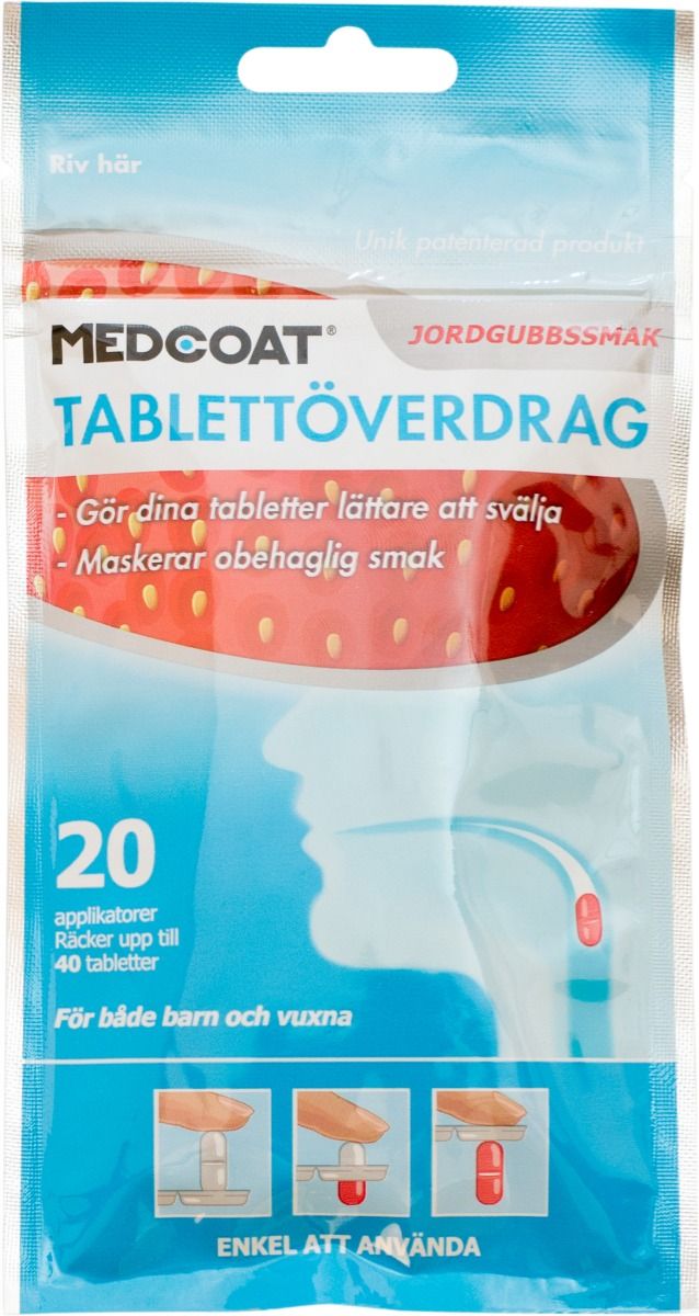 Medcoat, tablettöverdrag, jordgubbsmak 20 styck