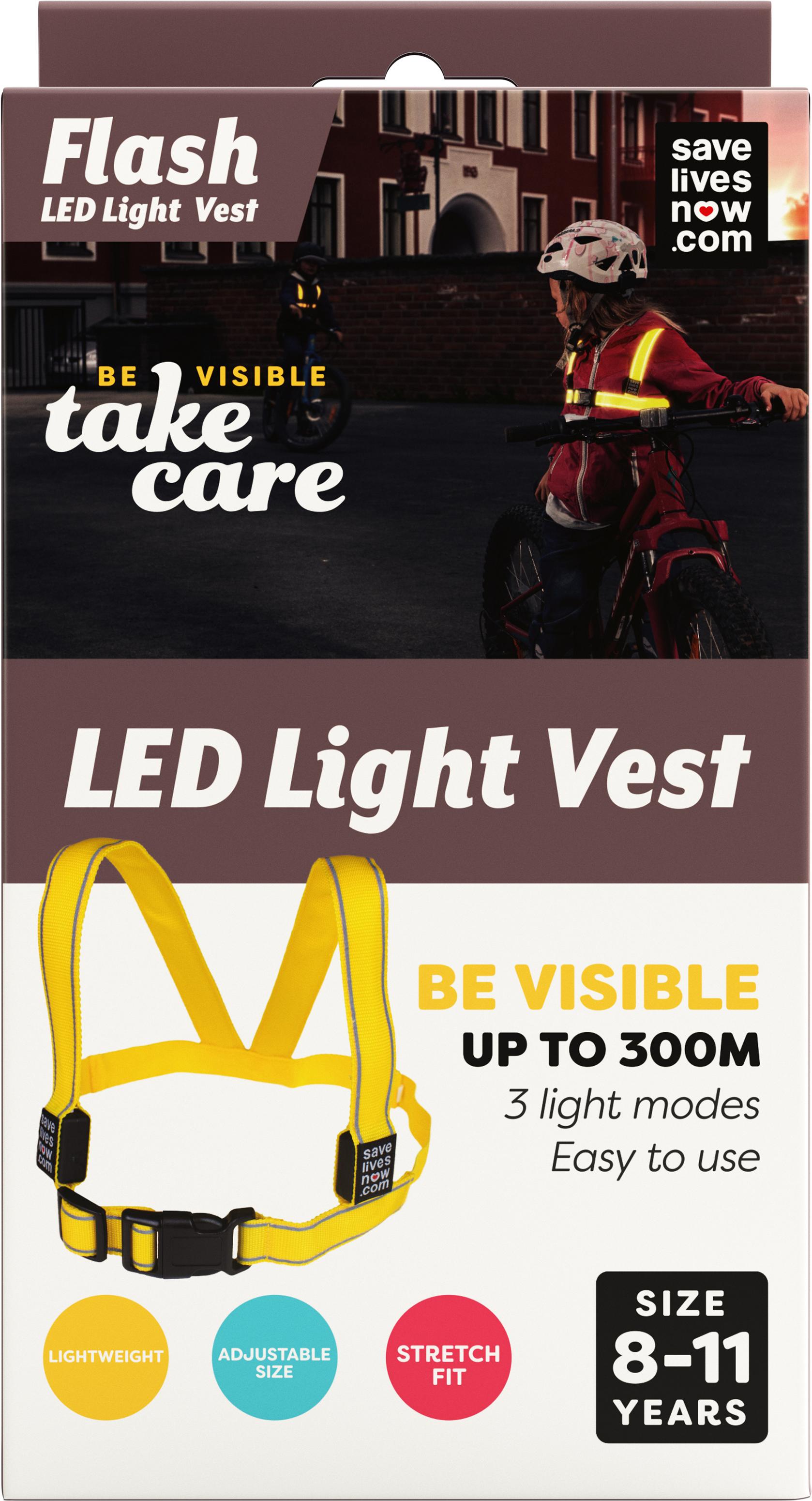 Save Lives Now EU AB Flash LED Light Vest 8-11 years 1 st