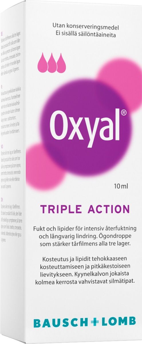 Bausch & Lomb Oxyal Triple Action ögondroppar 10 ml