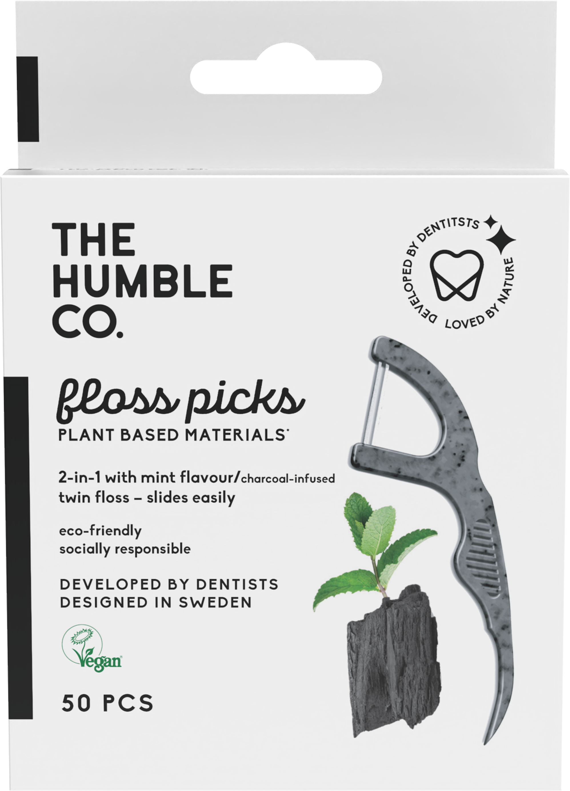 The Humble Co. Dental Floss Picks Charcoal 50 st