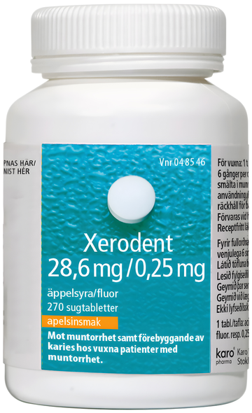 Xerodent, sugtablett 28,6 mg/0,25 mg