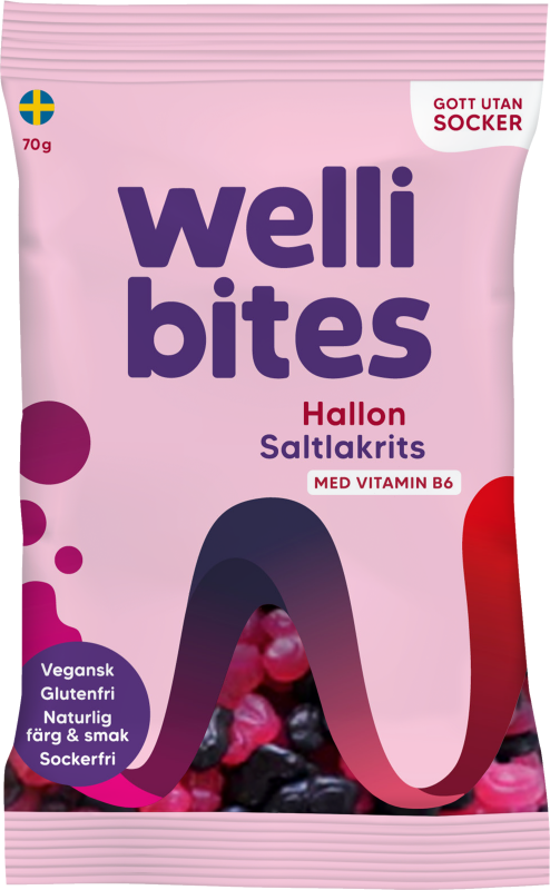 Wellibites hallon & saltlakrits 70 g
