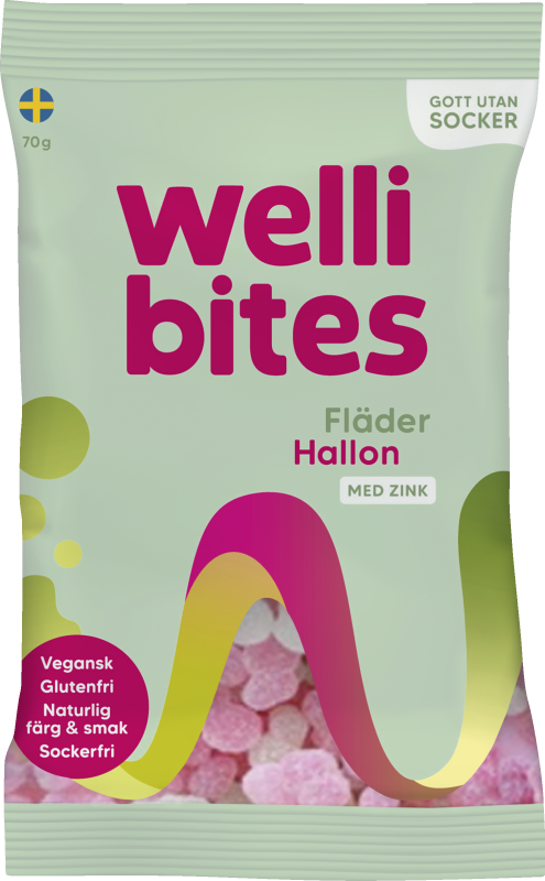 Wellibites fläder & hallon 70 g