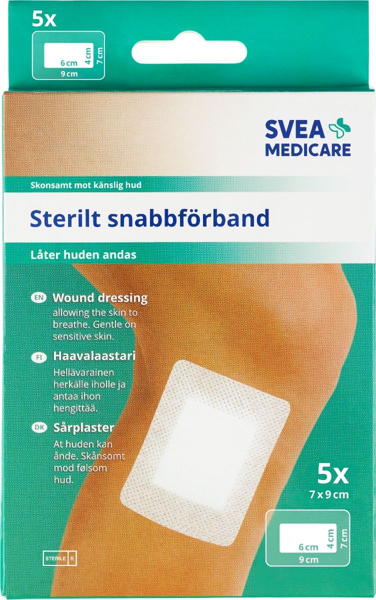 Svea Medicare sterilt snabbförband 7×9 cm 5 st