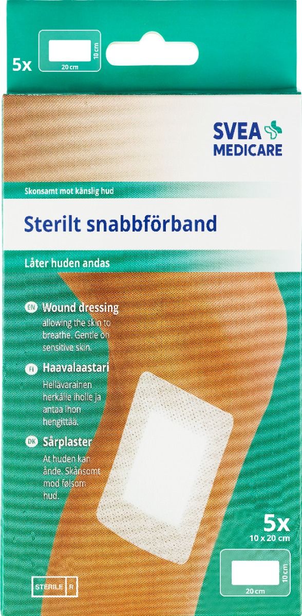 Svea Medicare sterilt snabbförband 10×20 cm 5 st