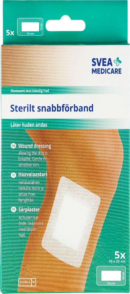 Svea Medicare sterilt snabbförband 10×25 cm 5 st