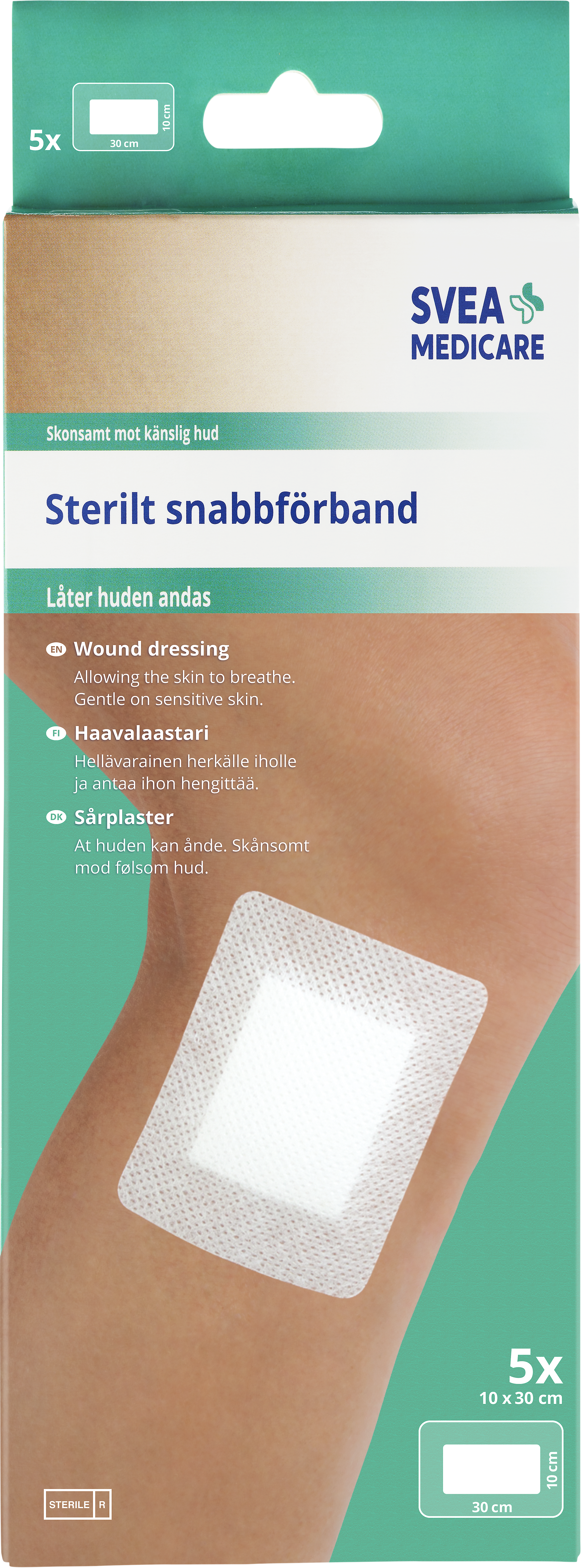 Svea Medicare sterilt snabbförband 10×30 cm 5 st