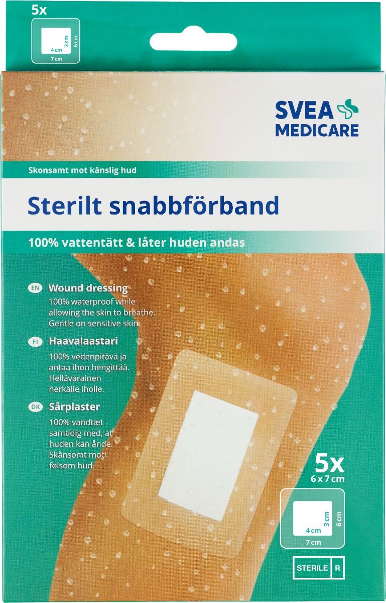 Svea Medicare sterilt snabbförband vattentätt 6×7 cm 5 st