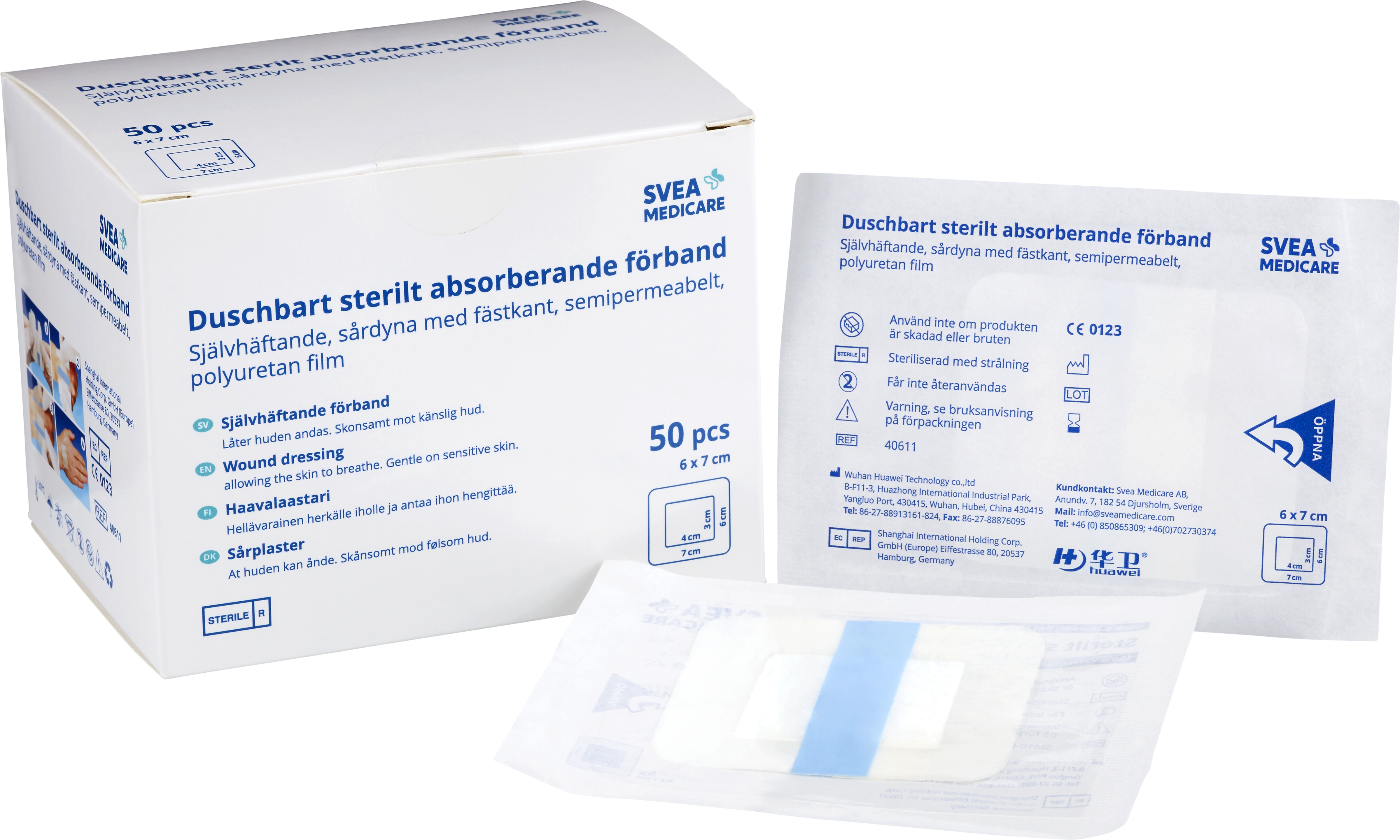 Svea Medicare Duschbart sterilt förband 6×7 cm 50 st