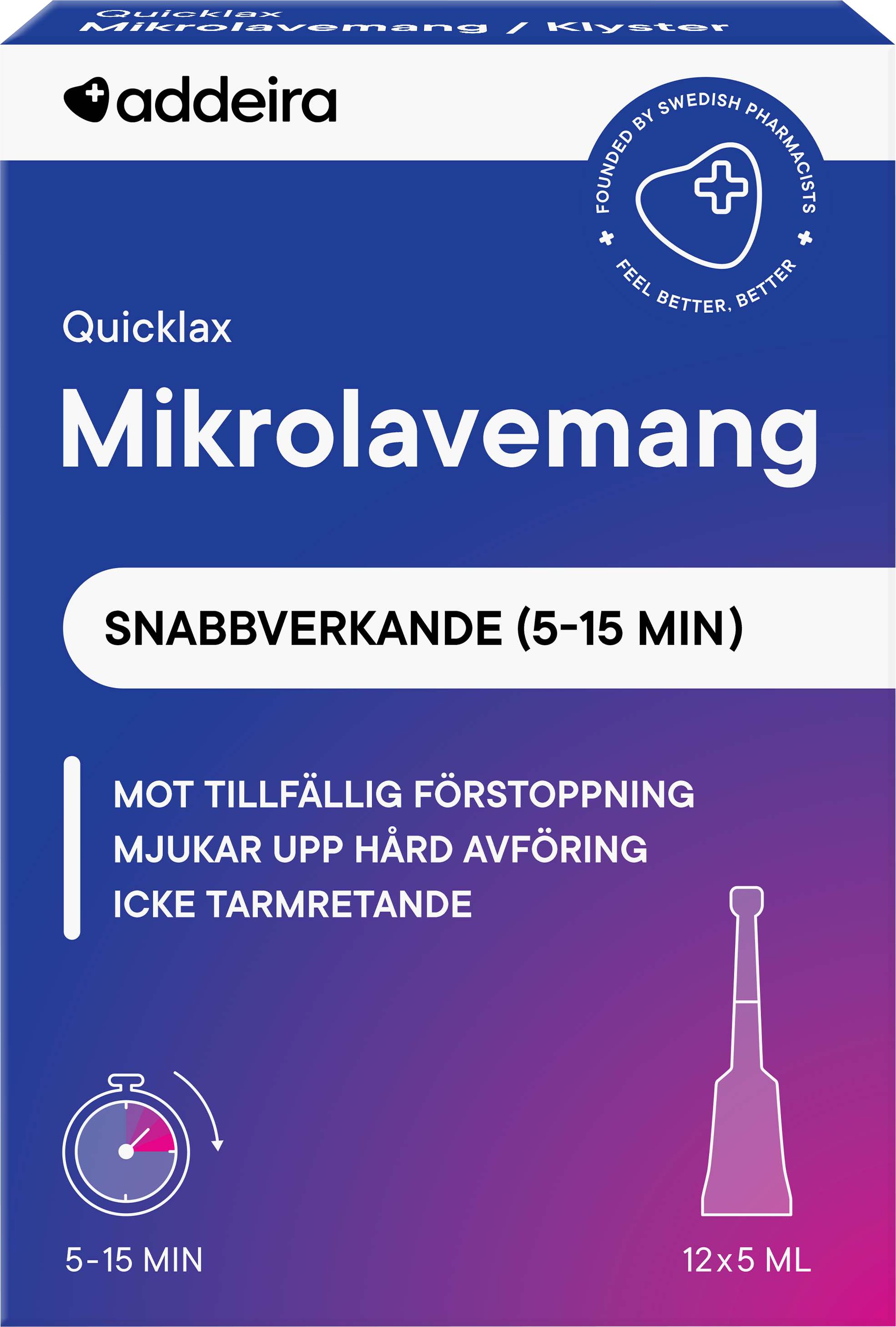 Addeira Quicklax Mikrolavemang 12x5 ml 12 st | Skönhet och hälsa - Personlig vård | Apoteka