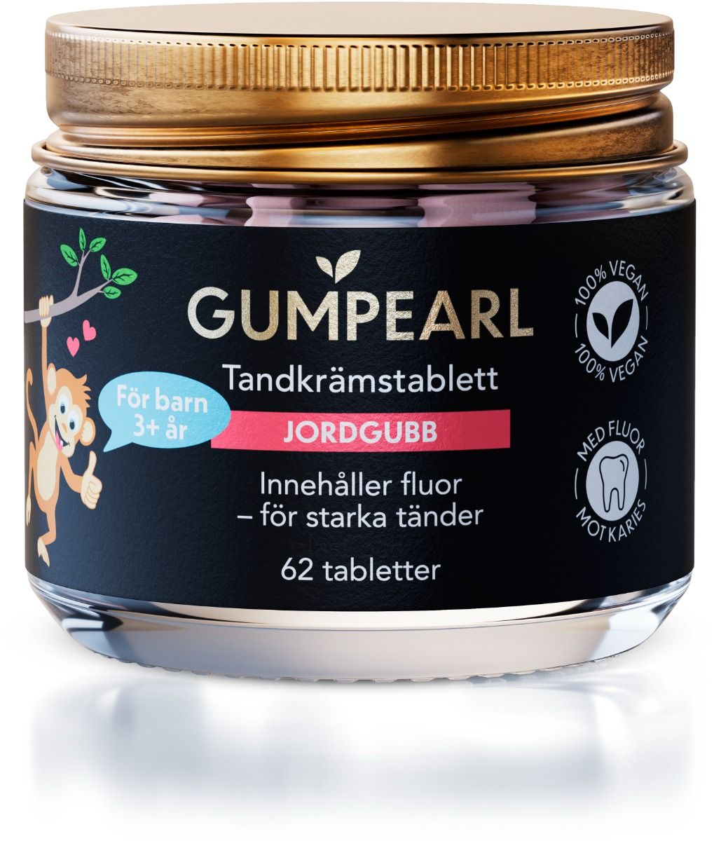 Gumpearl Barn +3 år Jordgubb Tandkrämstablett 62 st