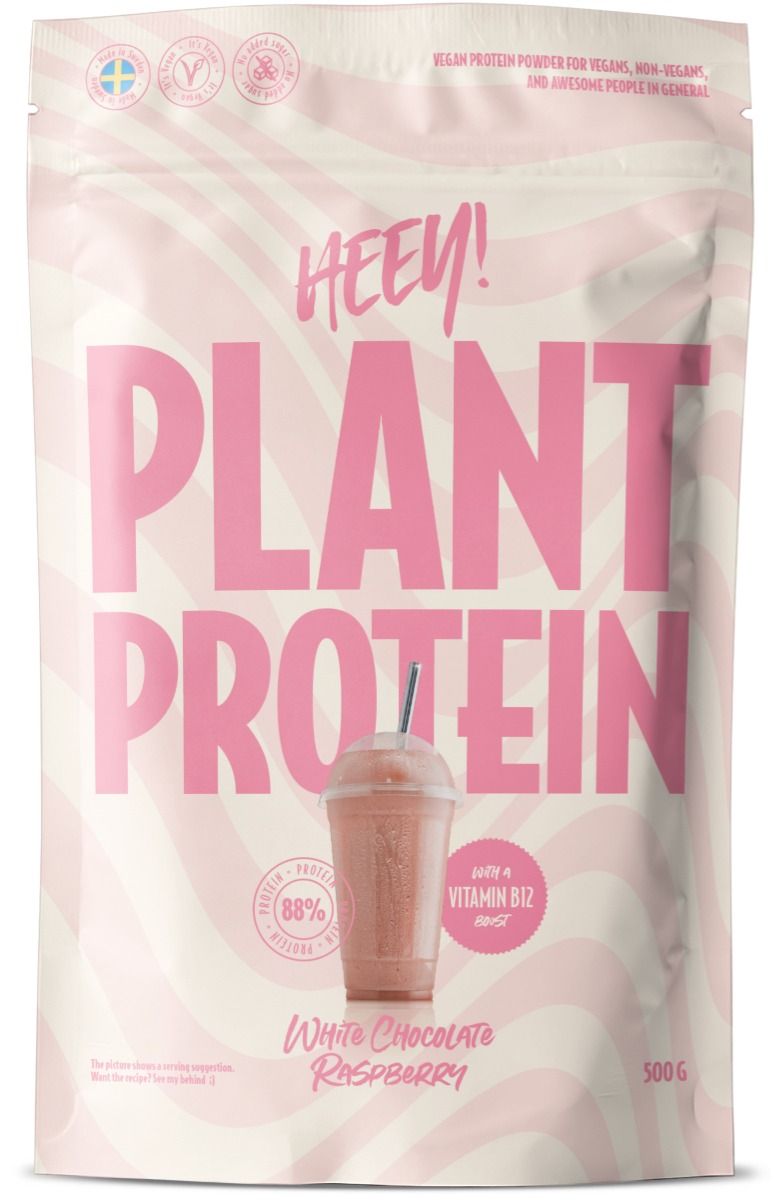 Heey! Vegan Plant Protein + Vitamin B12 White Chocolate Raspberry 500 g