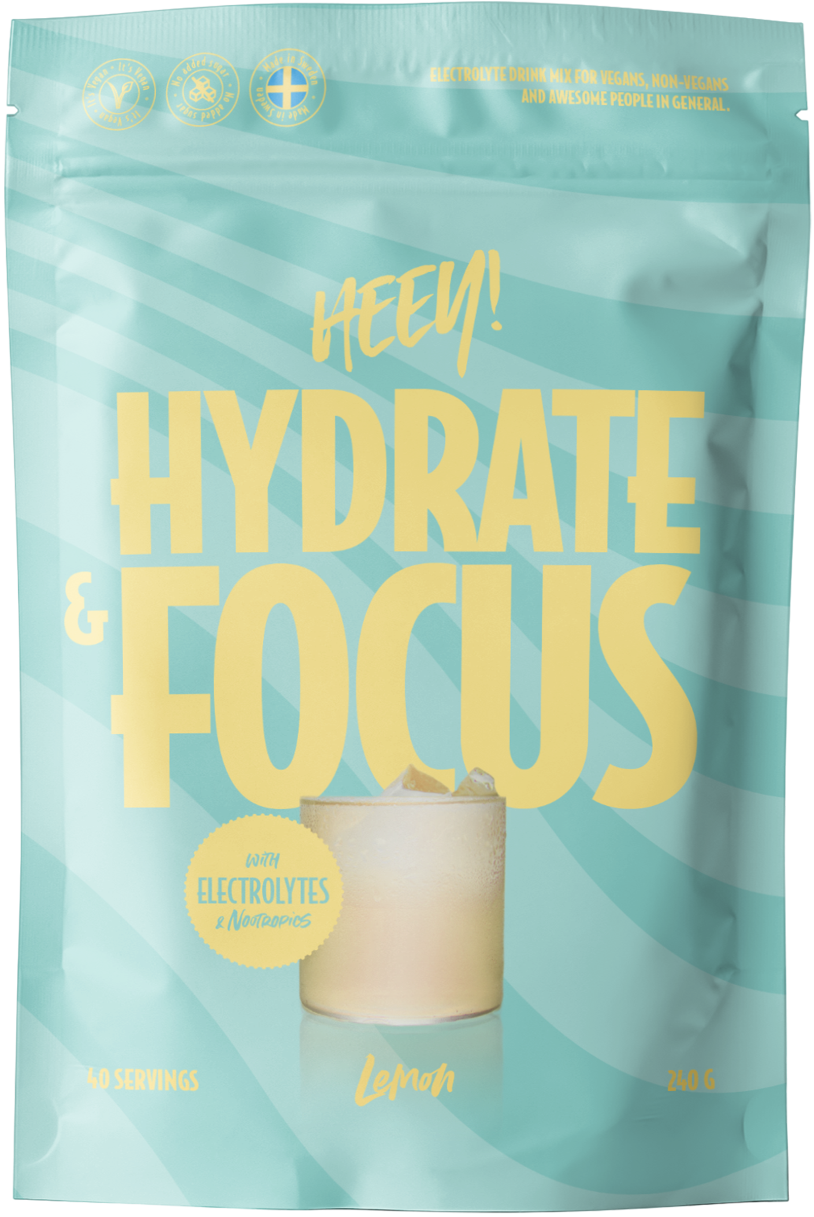 Heey! Hydrate & Focus Electrolytes + Lions Mane, Citron 240 g