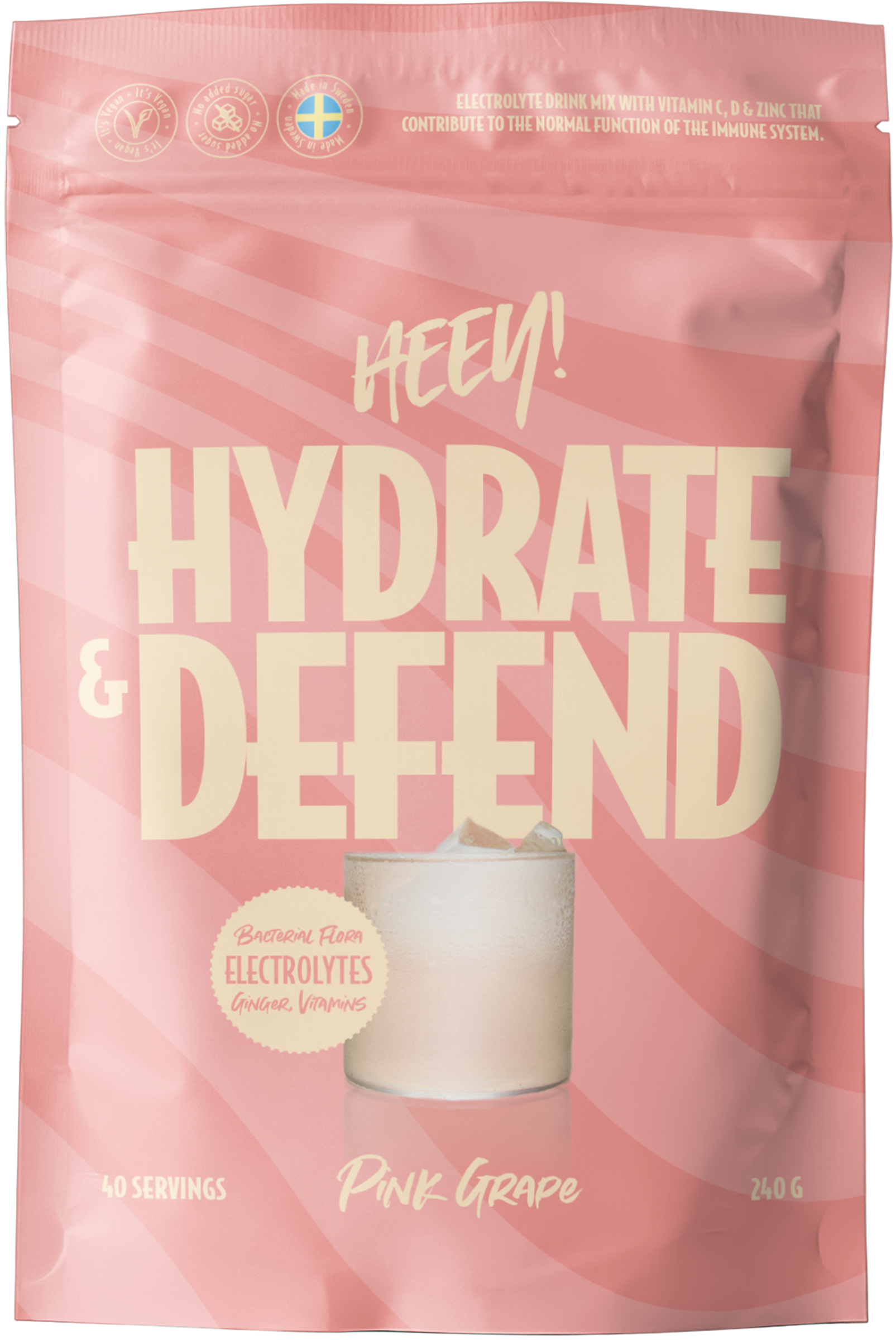 Heey! Hydrate & Defend Electrolytes + Probiotics , Pink Grape 240 g