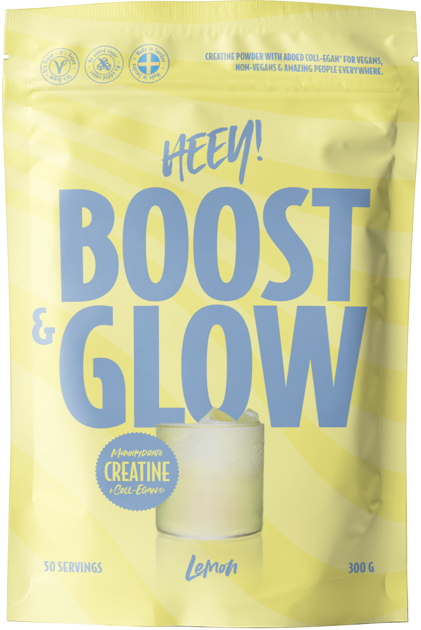 Heey! Boost & Glow Creatine + Coll-egan, Lemon 300 g