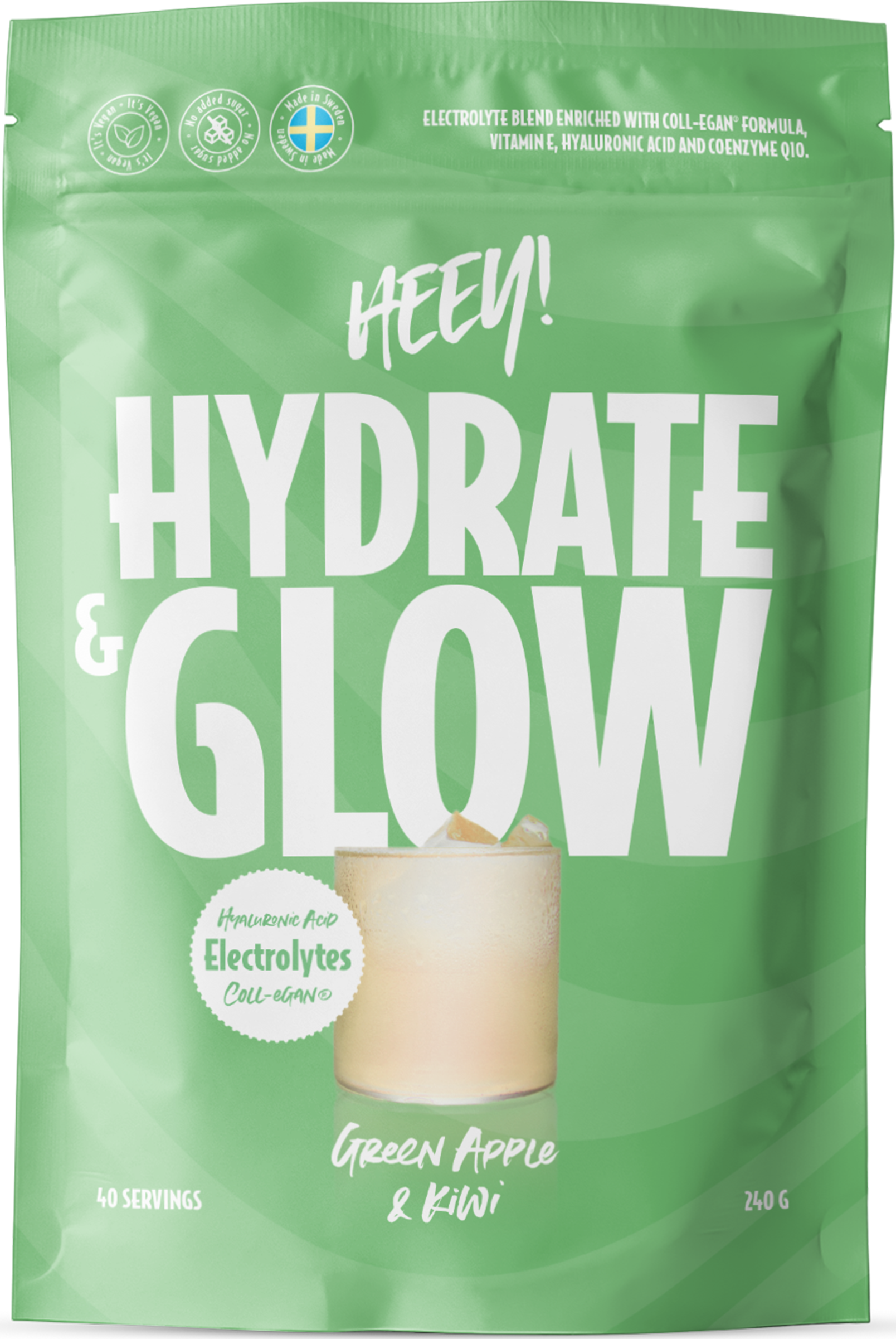 Heey! Hydrate & Glow Elektrolyter + Coll-egan Grönt Äpple & Kiwi