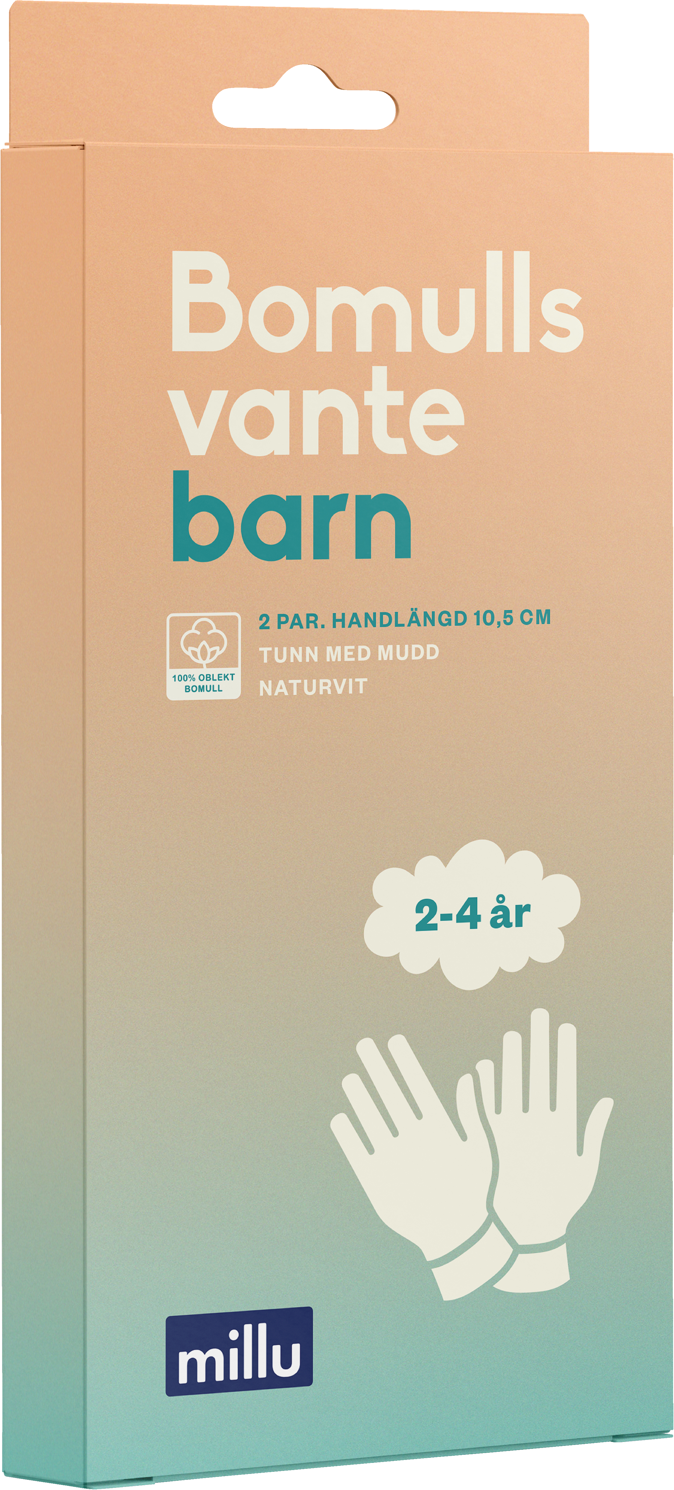 Millu Bomullsvante Barn 2-4 år 2 par