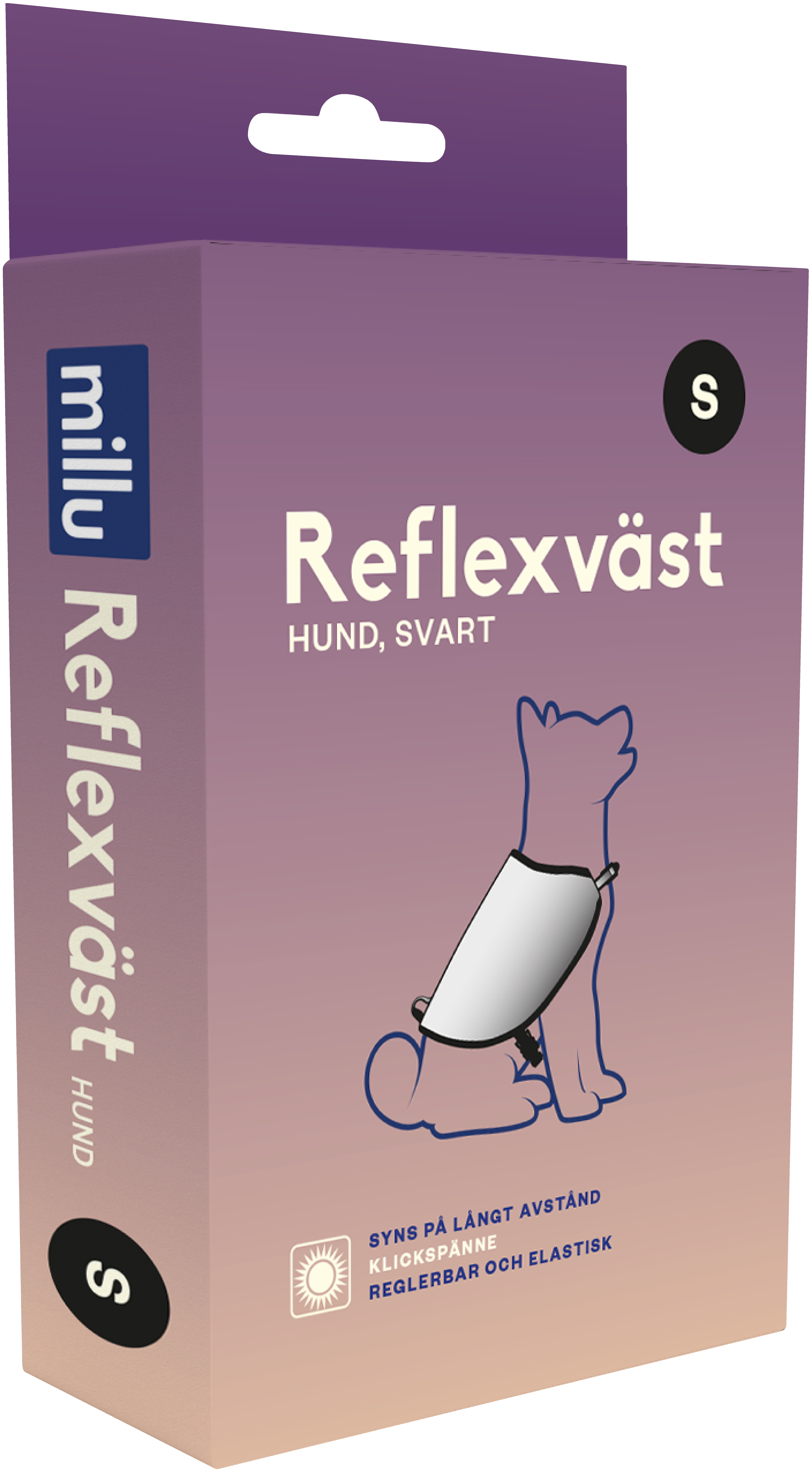 Millu Reflexväst Hund Svart S 1 st
