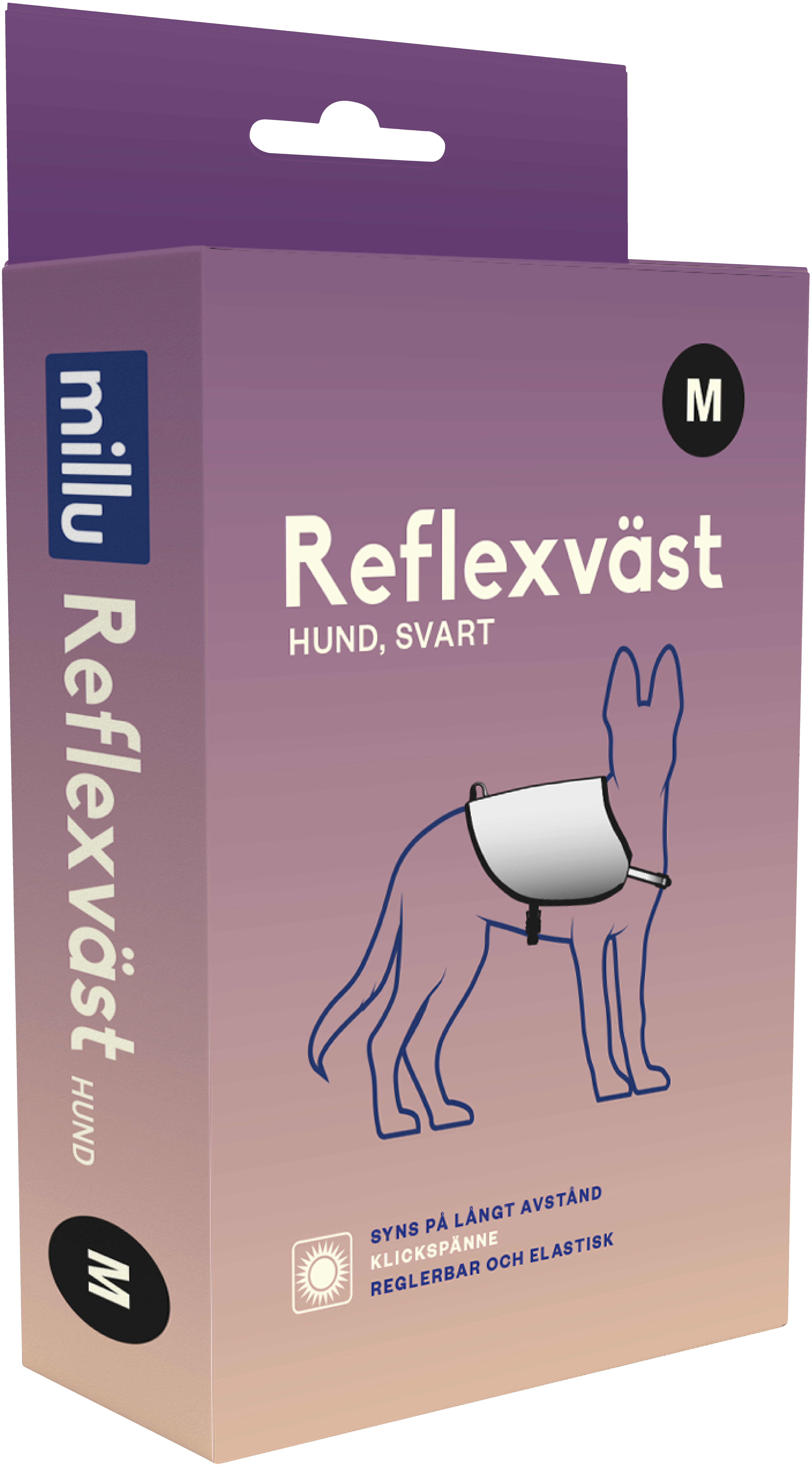Millu Reflexväst Hund Svart M 1 st