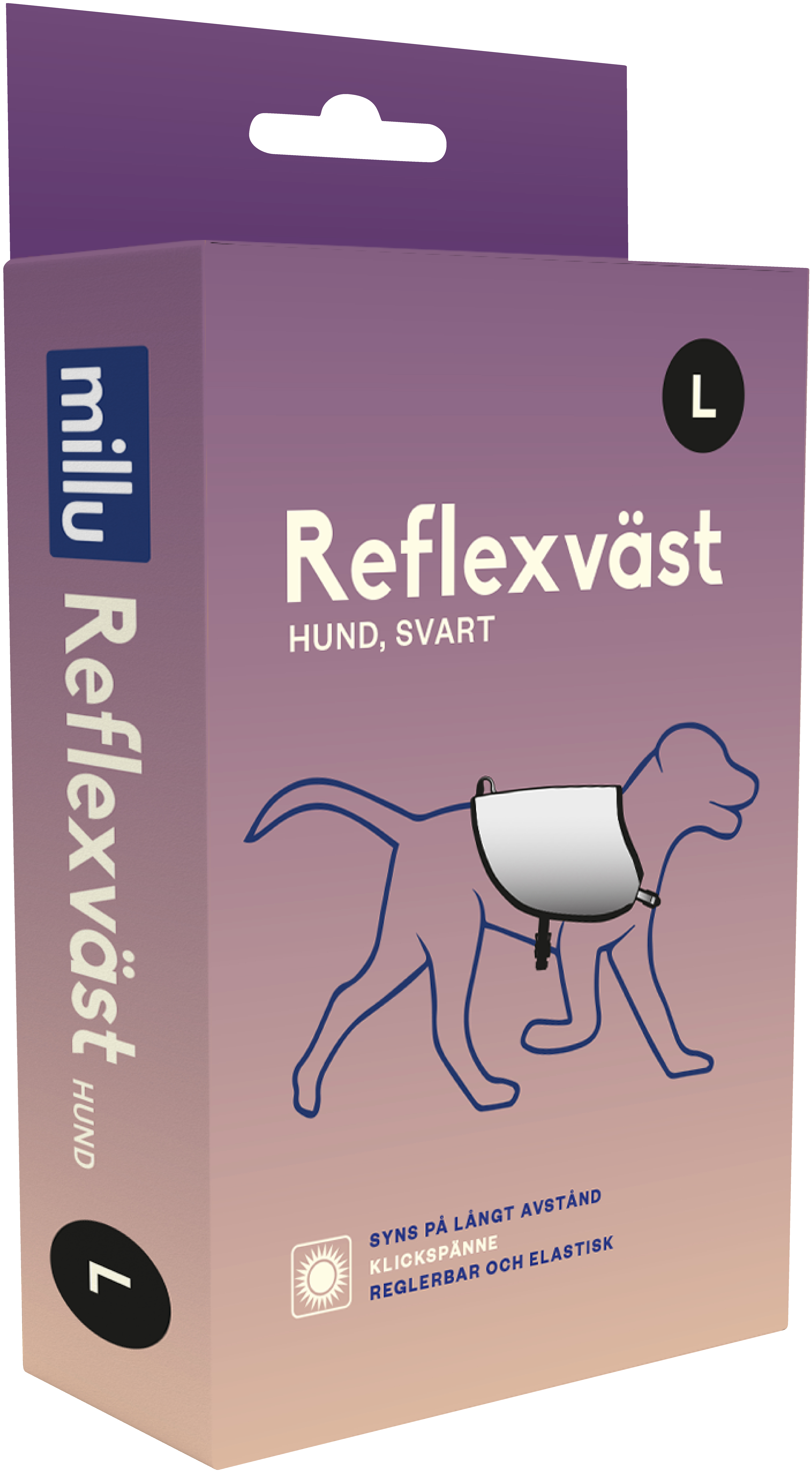 Millu Reflexväst Hund Svart L 1 st
